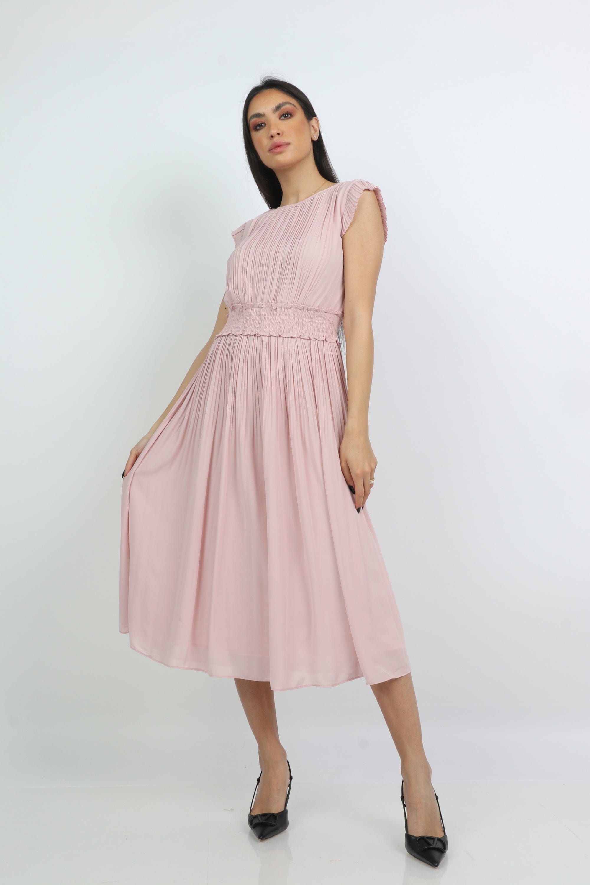 ميكا فستان ميدي بكسرات مخصر كت نسائي