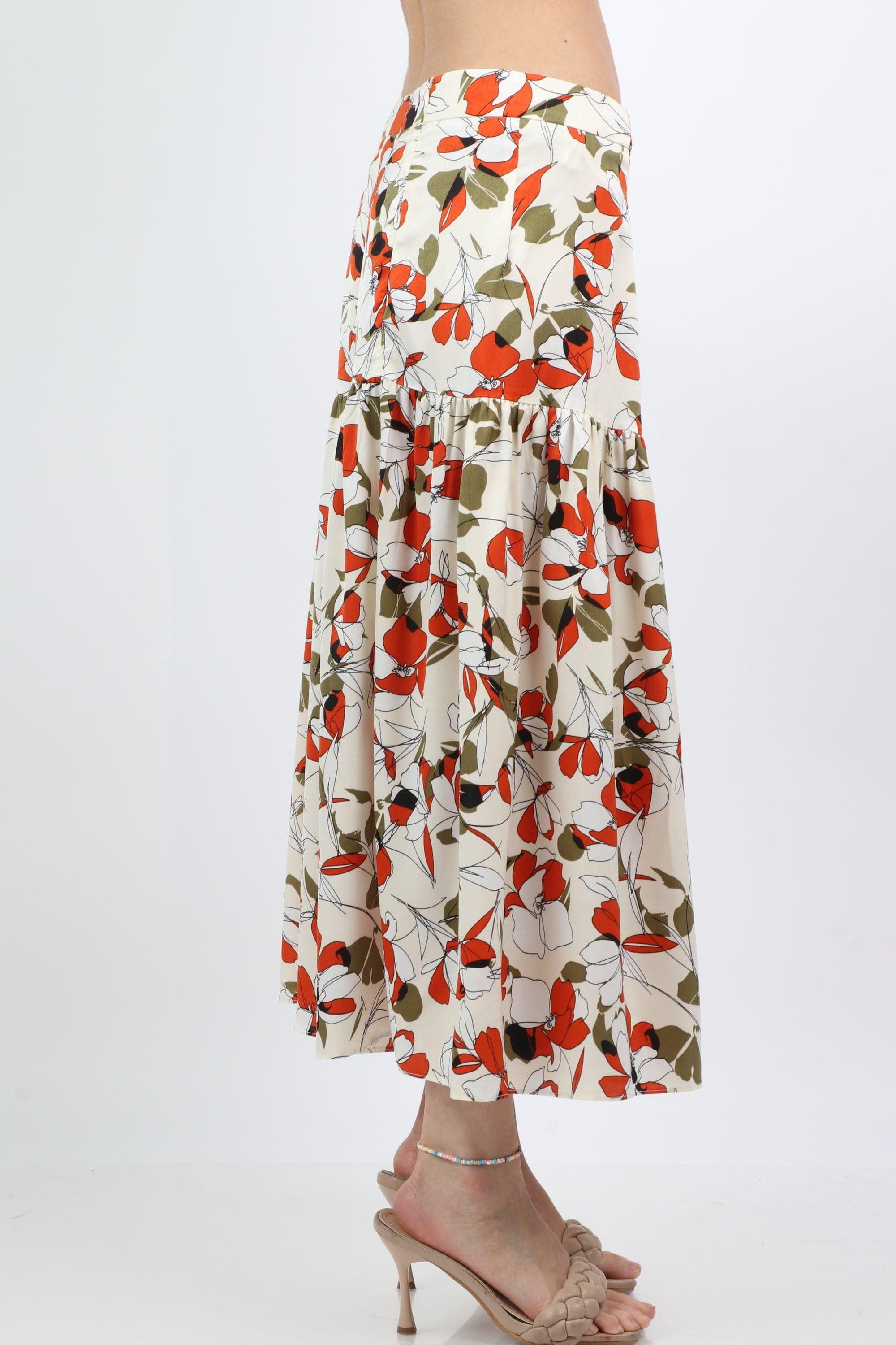 ميكا تنورة ميدي منفوشة مشجرة تصميم لف