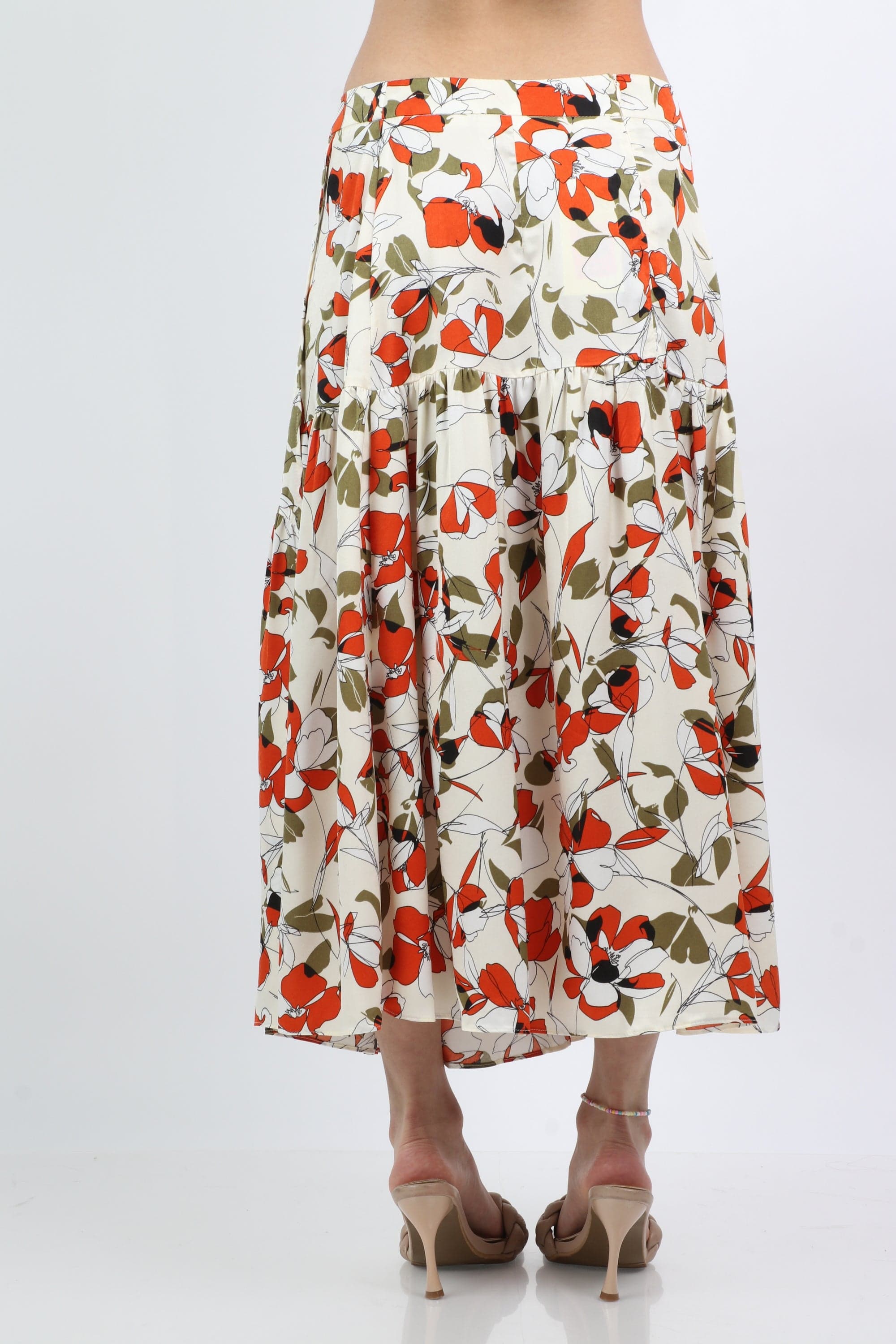 ميكا تنورة ميدي منفوشة مشجرة تصميم لف