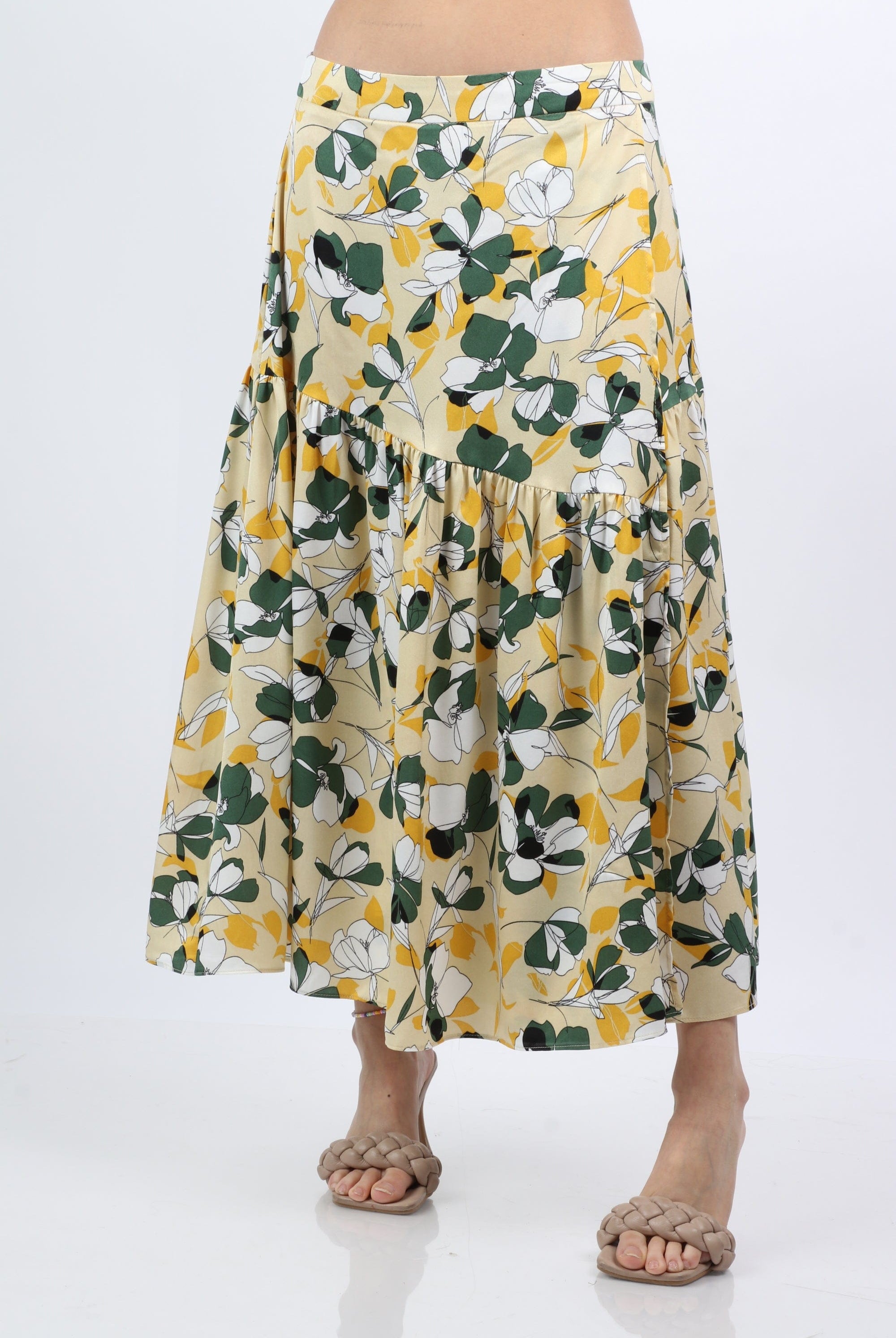 ميكا تنورة ميدي منفوشة مشجرة تصميم لف