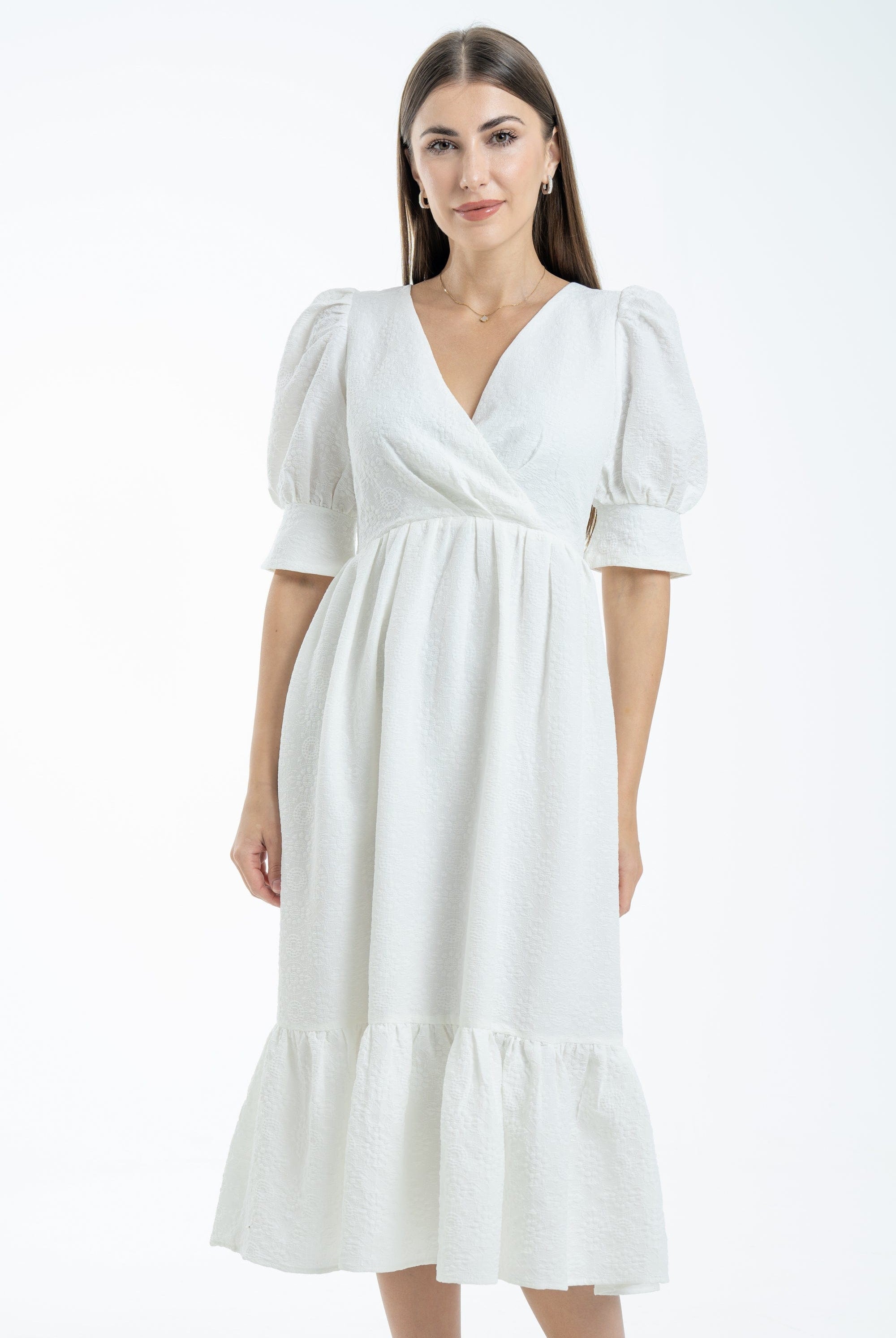 ميكا فستان مخصر ميدي سادة نص كم بف نسائي