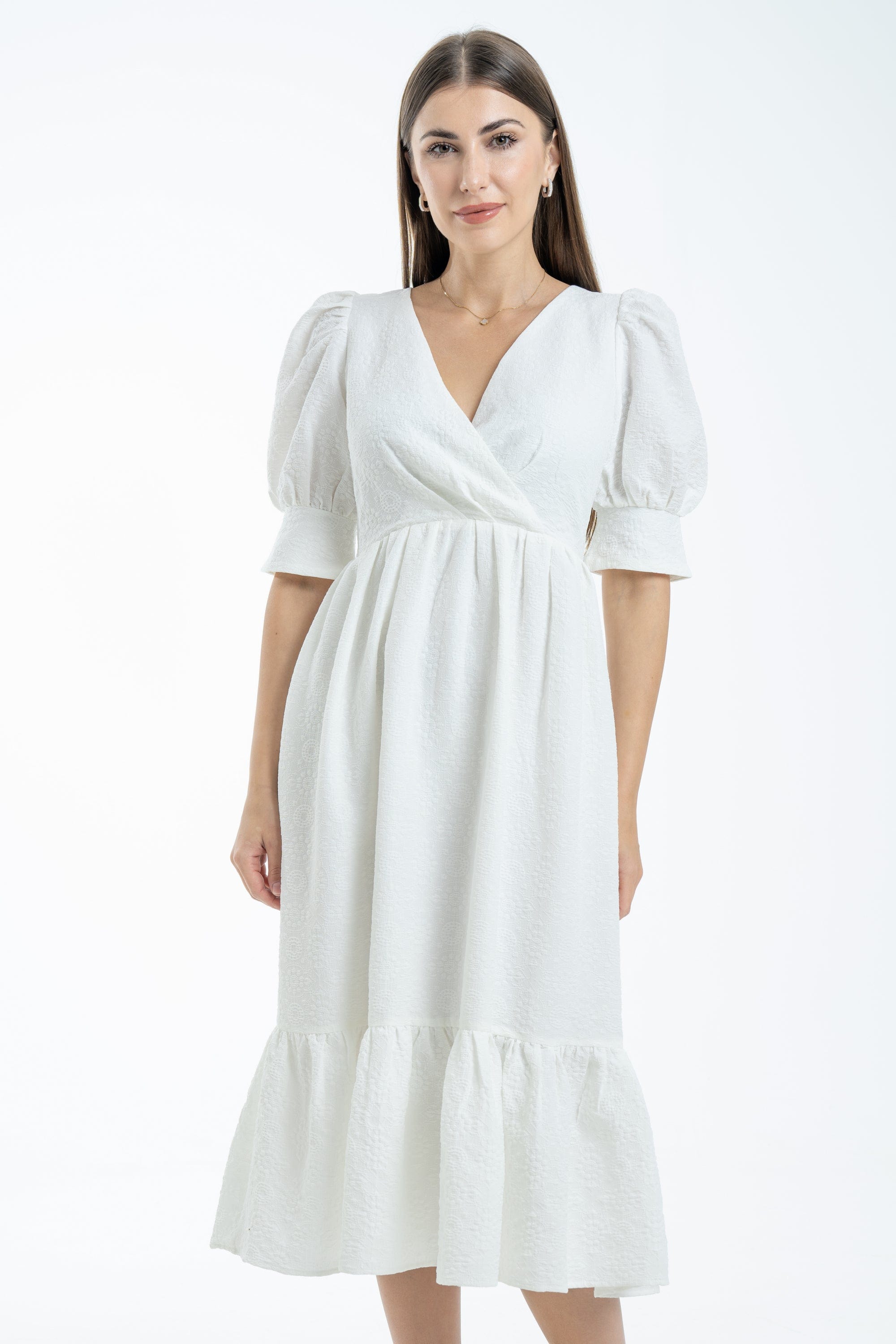 ميكا فستان مخصر ميدي سادة نص كم بف نسائي