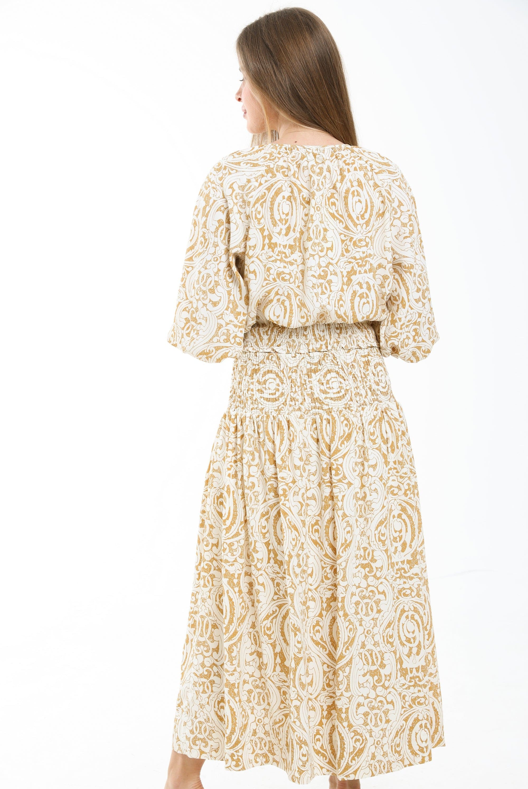 ميكا تنورة ميدي منقوشة خصر مرتفع نسائي