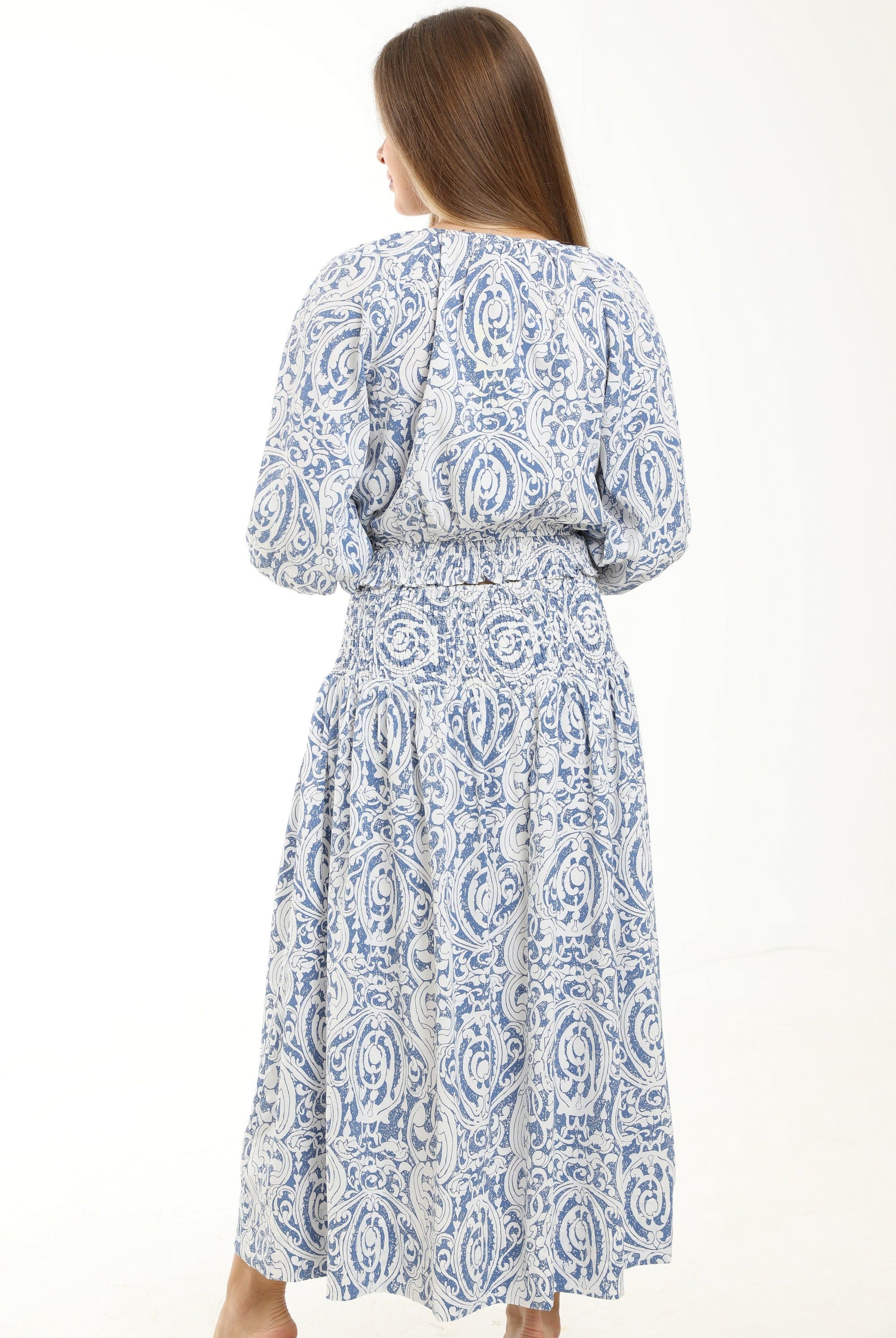 ميكا تنورة ميدي منقوشة خصر مرتفع نسائي