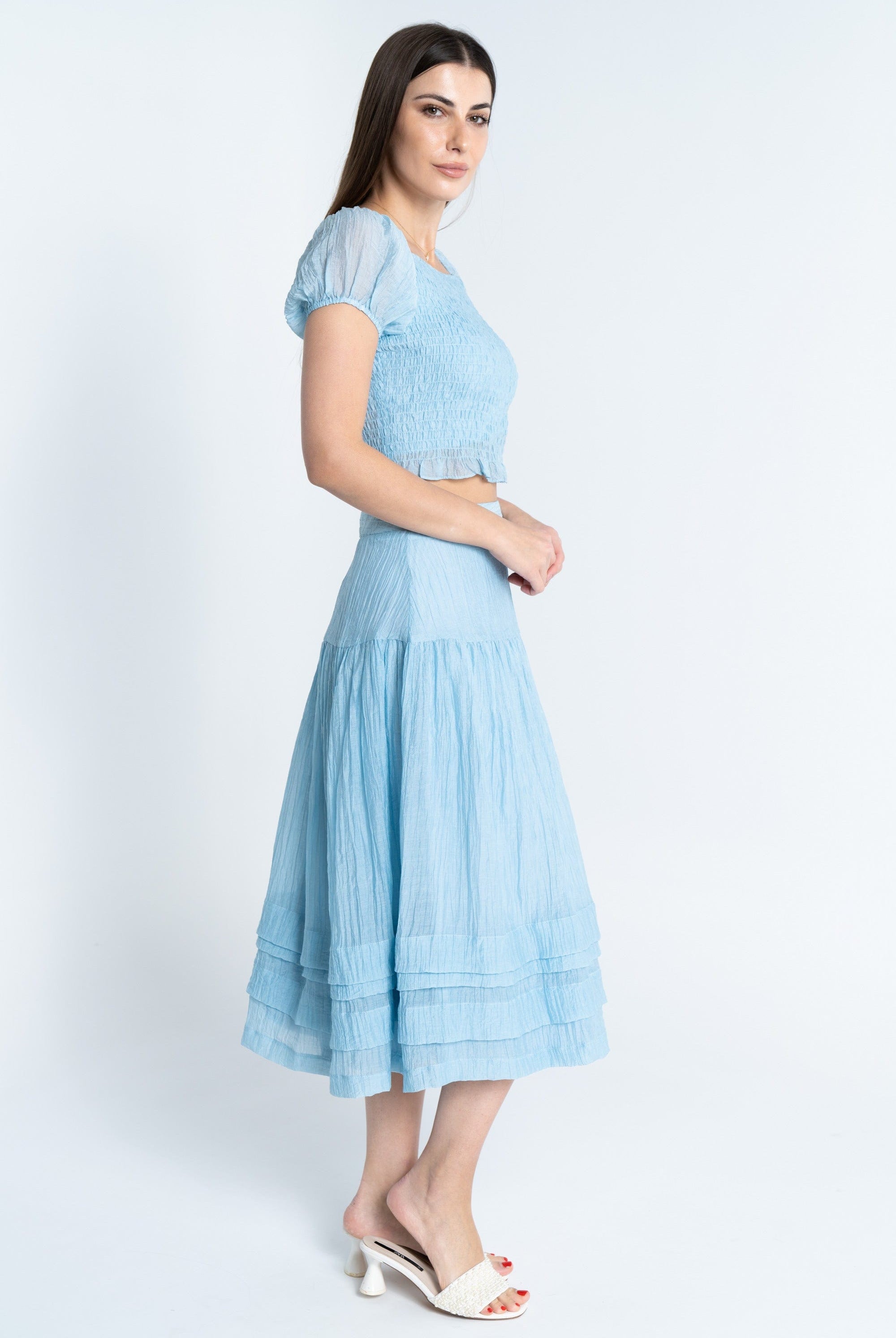 ميكا تنورة ميدي خصر مرتفع واسعة نسائي