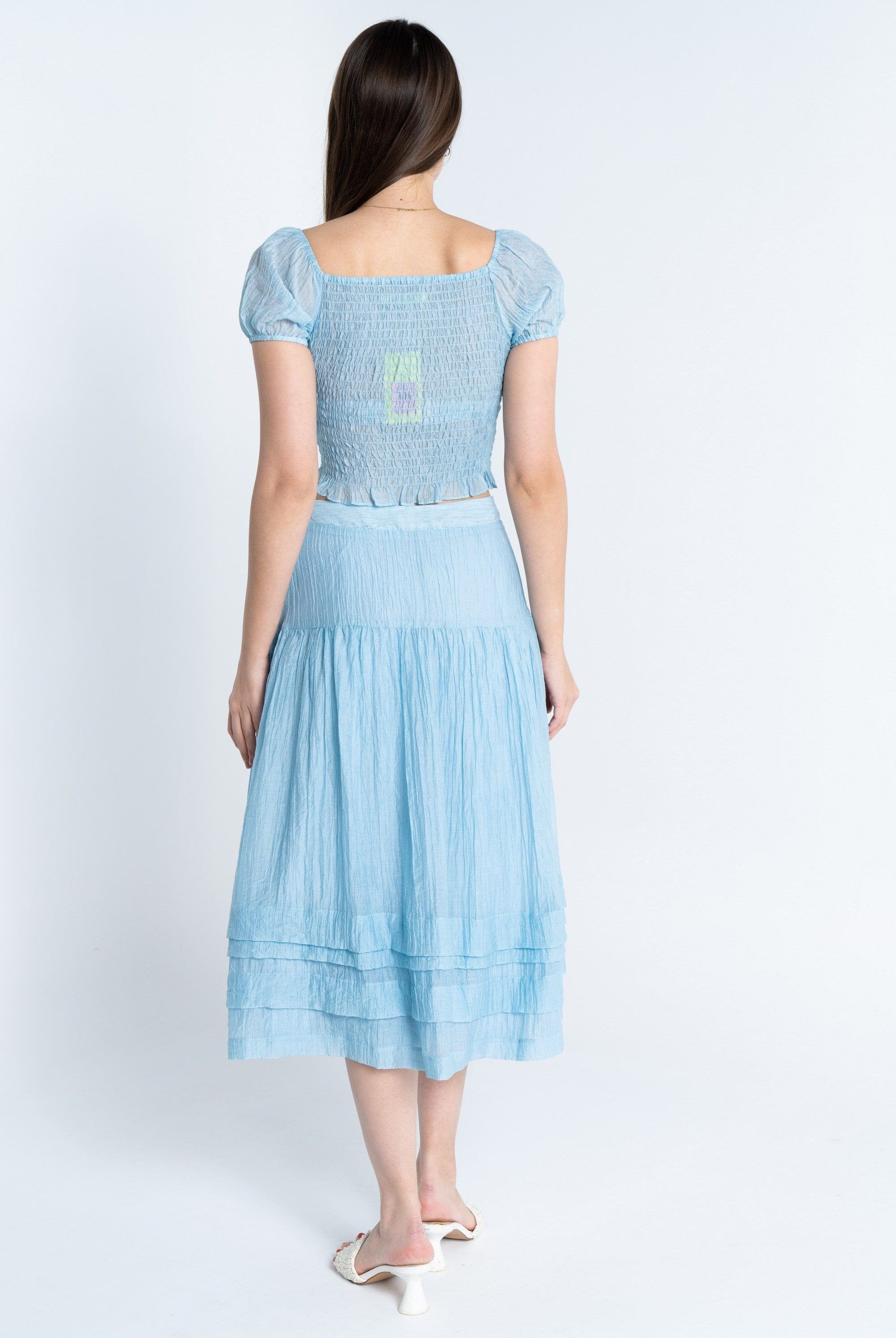 ميكا تنورة ميدي خصر مرتفع واسعة نسائي