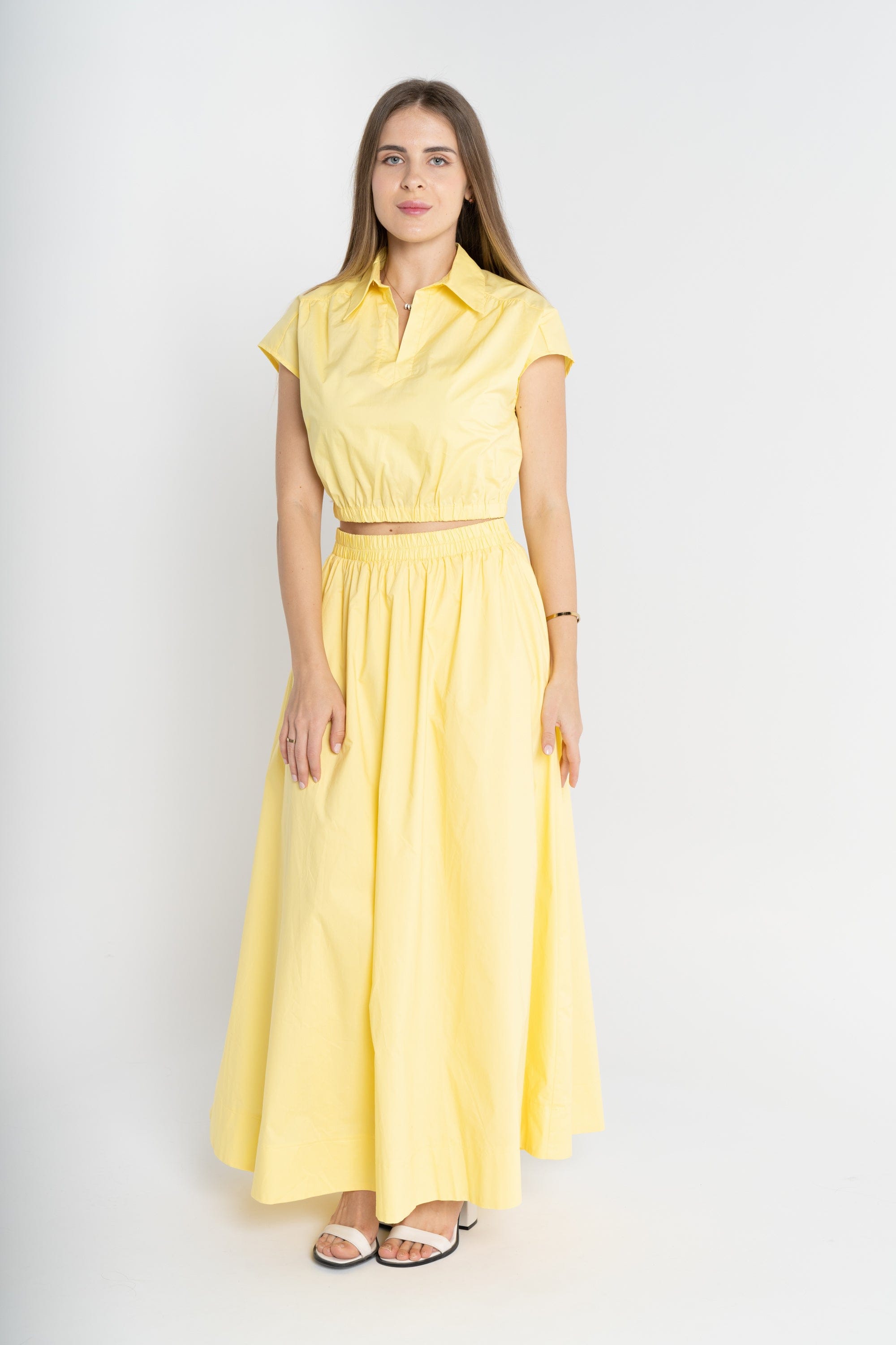 ميكا تنورة سادة بخصر مرتفع بجيوب جانبية نسائي