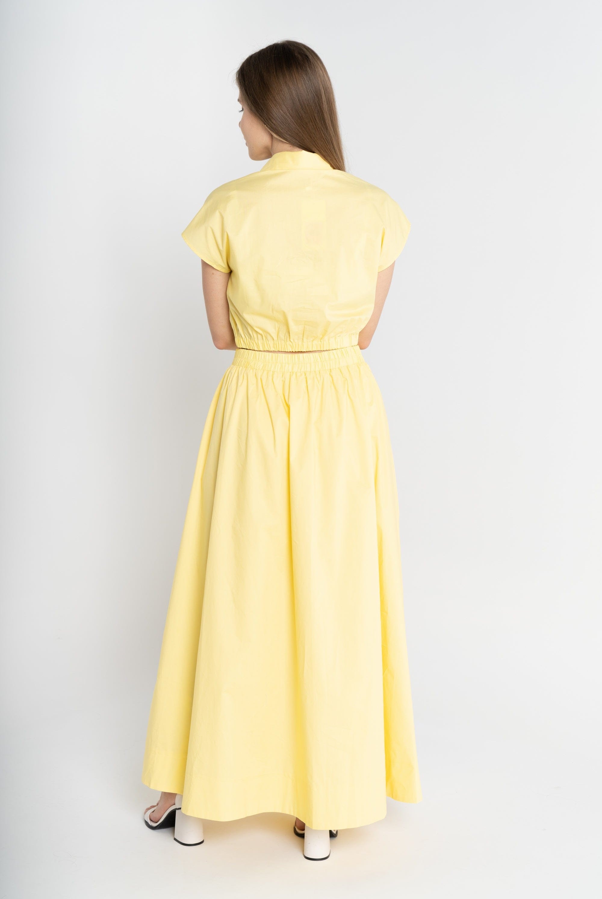 ميكا تنورة سادة بخصر مرتفع بجيوب جانبية نسائي