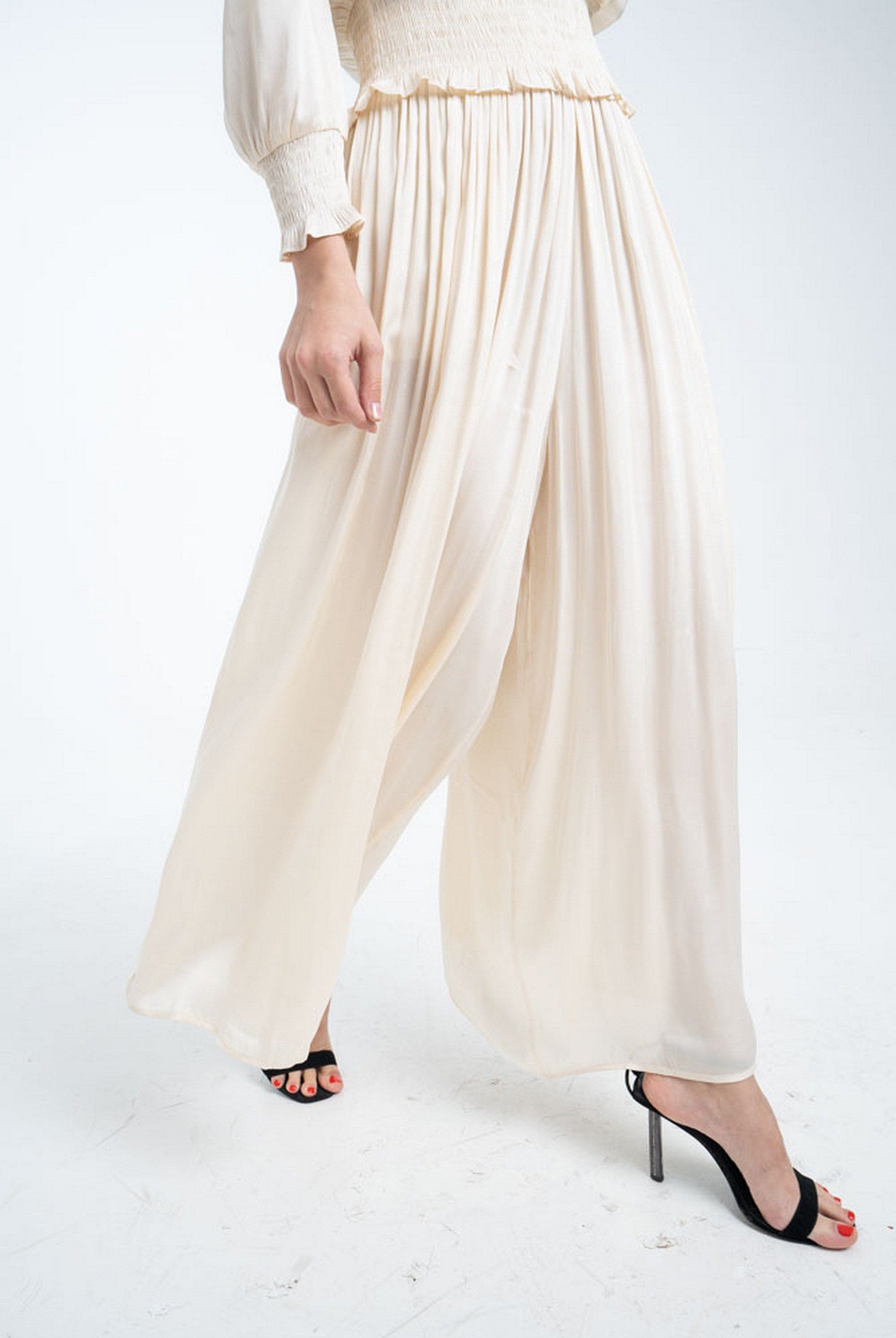 ميكا بنطلون طويل واسع سادة نسائي