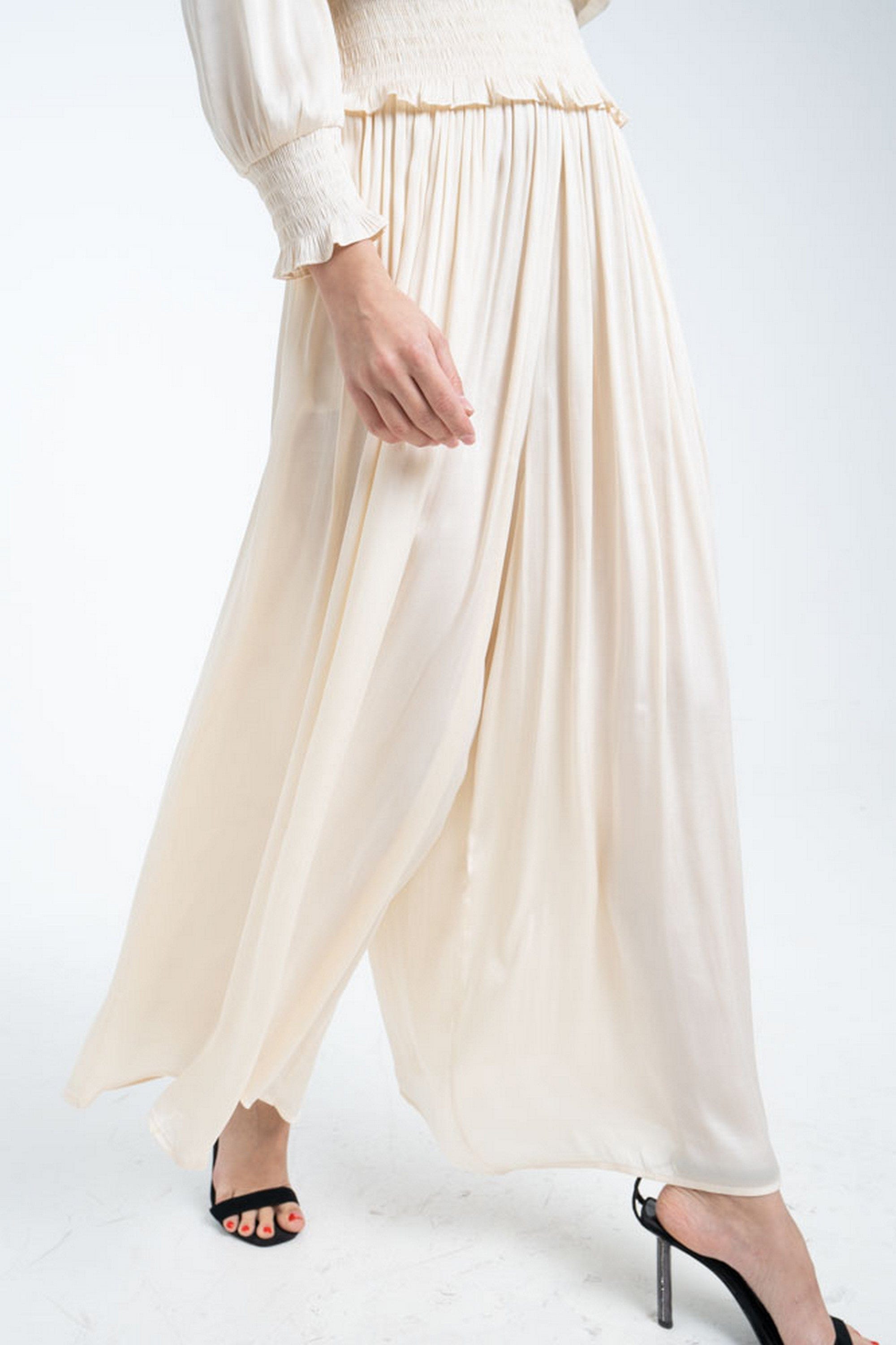 ميكا بنطلون طويل واسع سادة نسائي