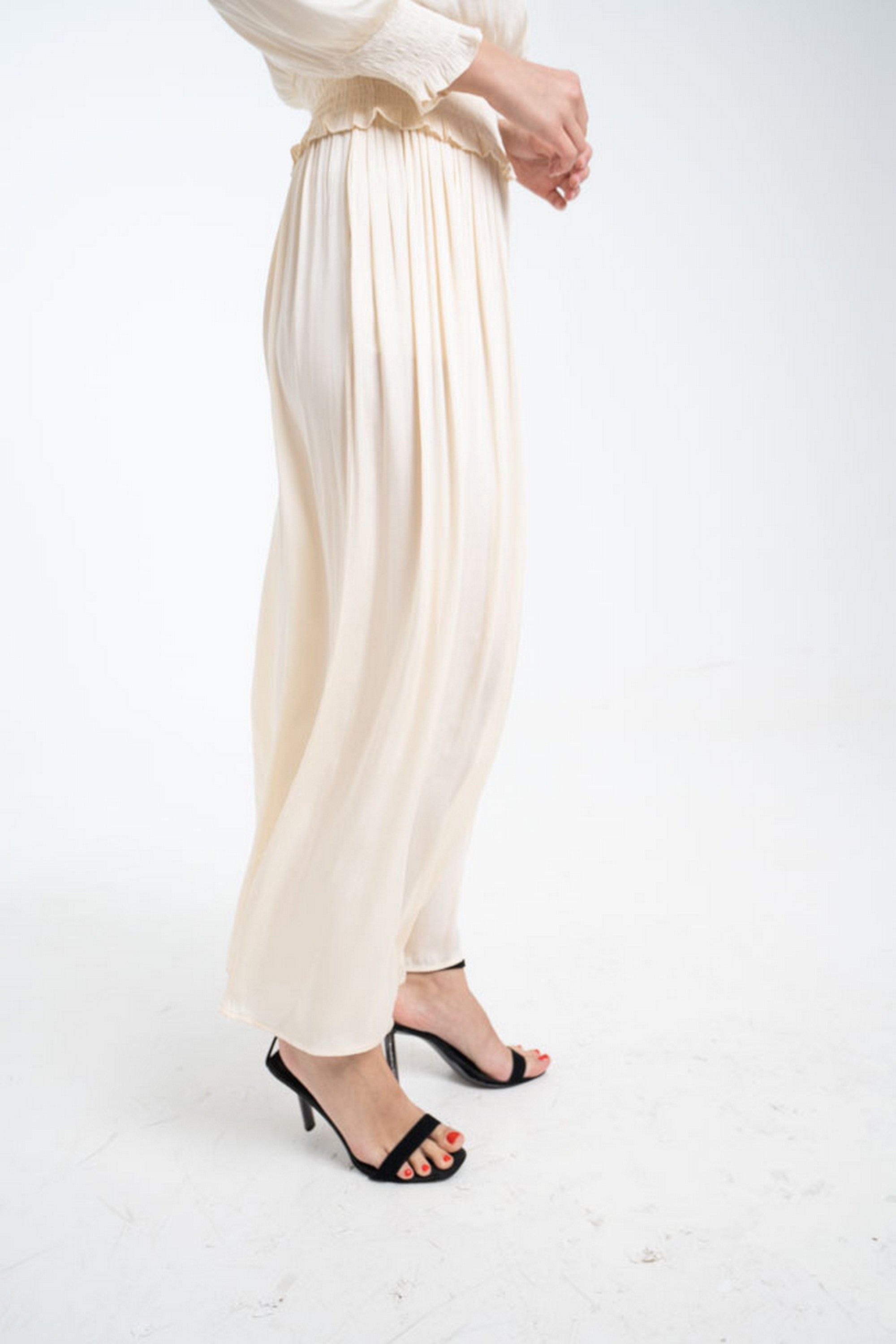 ميكا بنطلون طويل واسع سادة نسائي