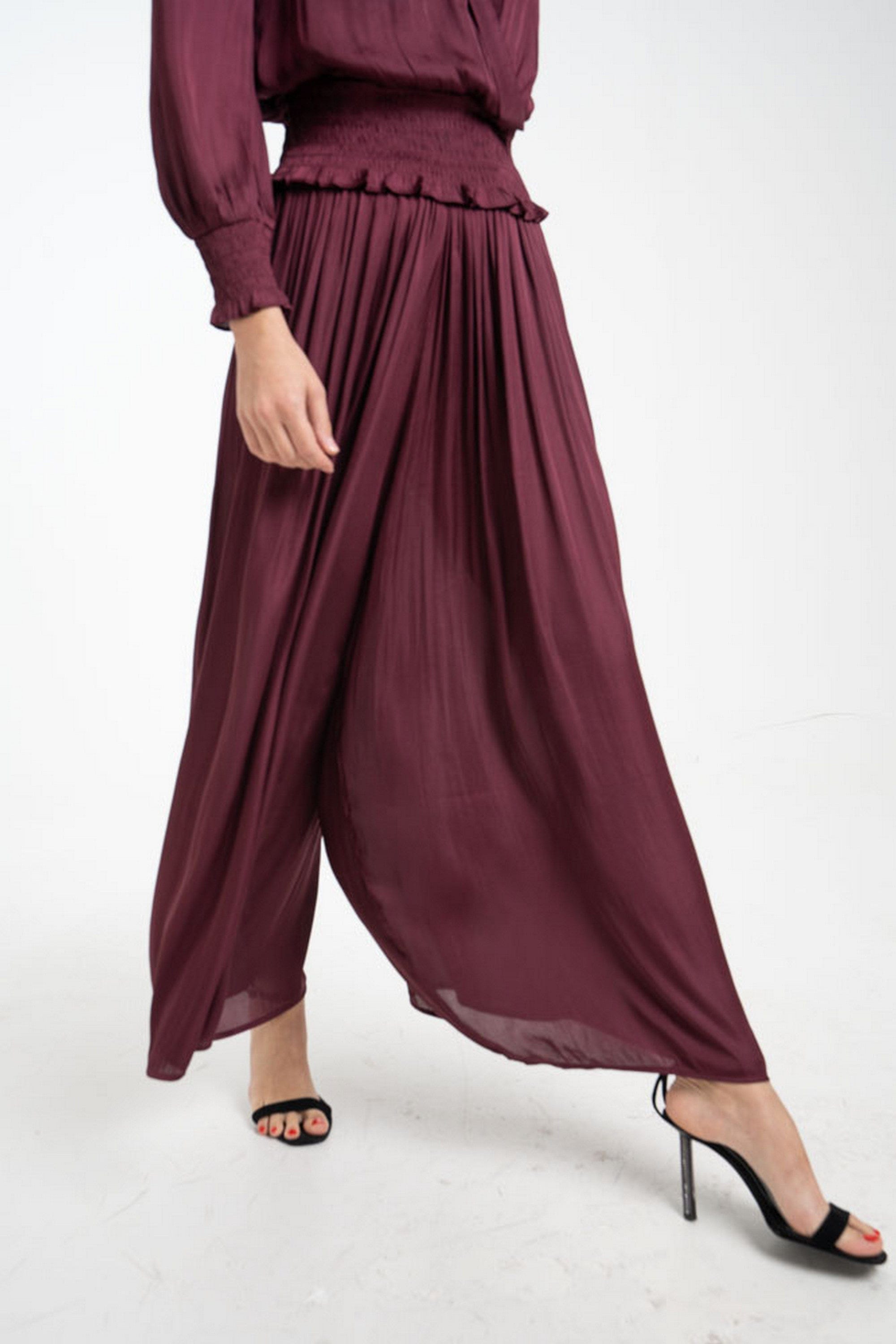 ميكا بنطلون طويل واسع سادة نسائي