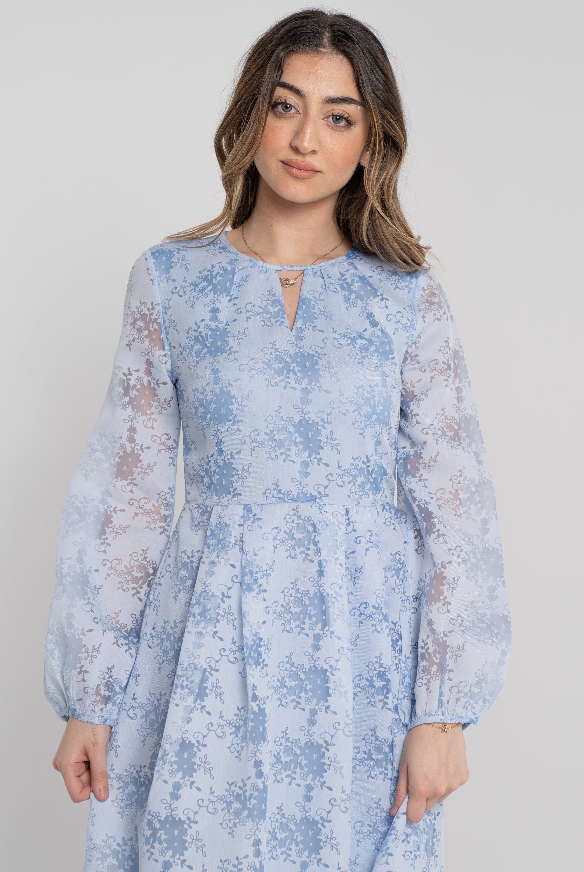 ميكا فستان مشجر مخصر كم طويل شفاف قصير نسائي