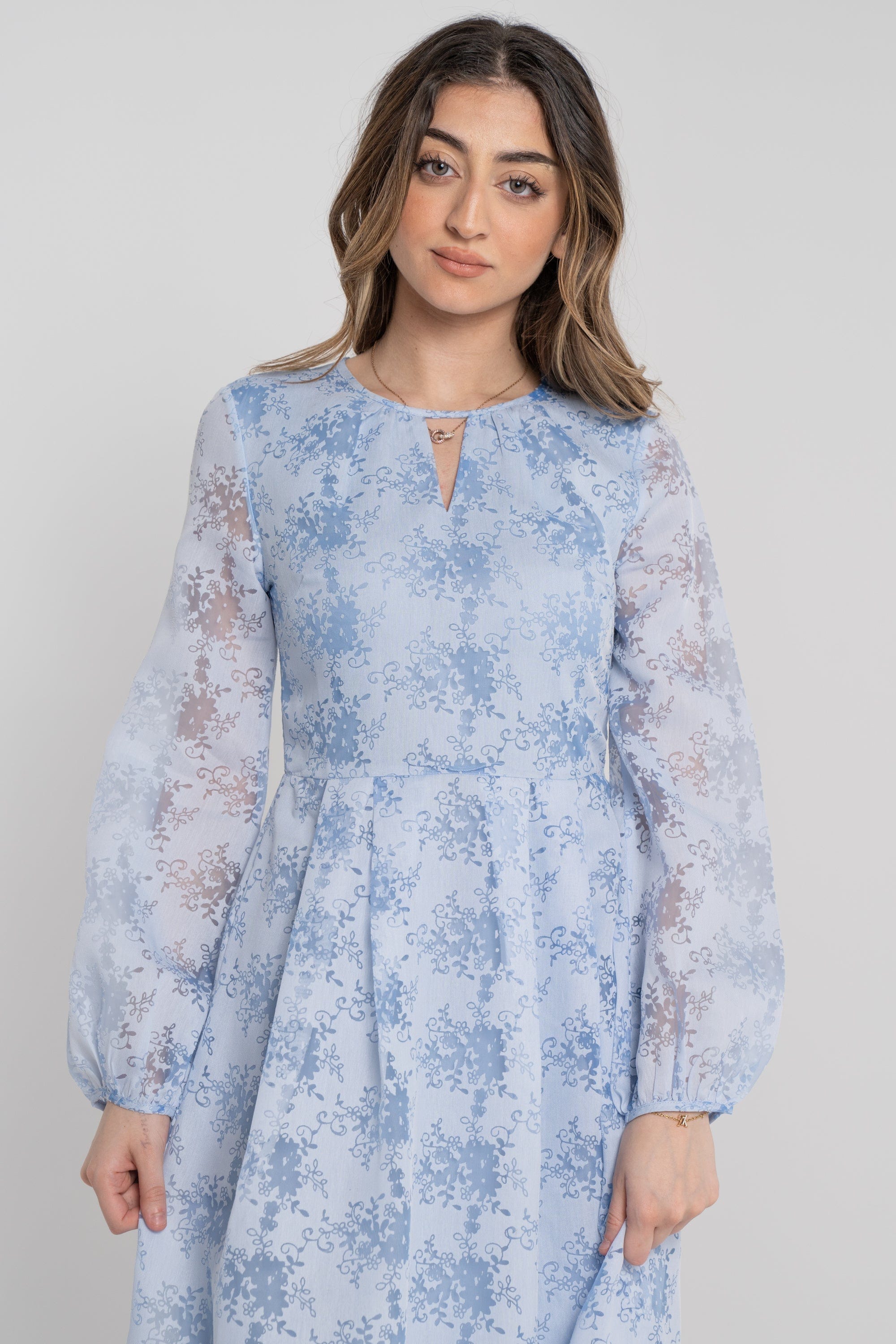 ميكا فستان مشجر مخصر كم طويل شفاف قصير نسائي