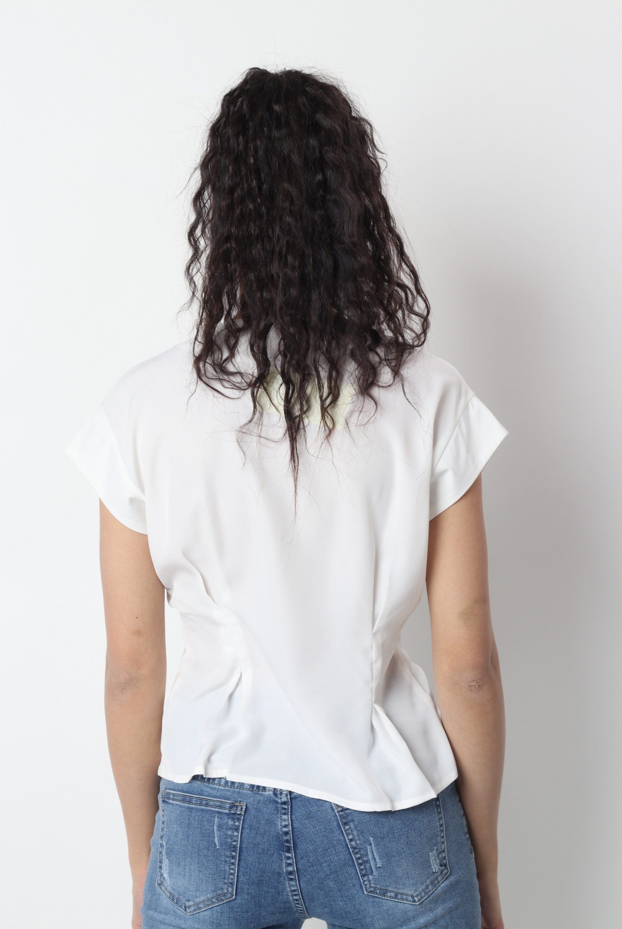 ميكا بلوزة رسمية بأزرار سبعة كم قصير نسائي