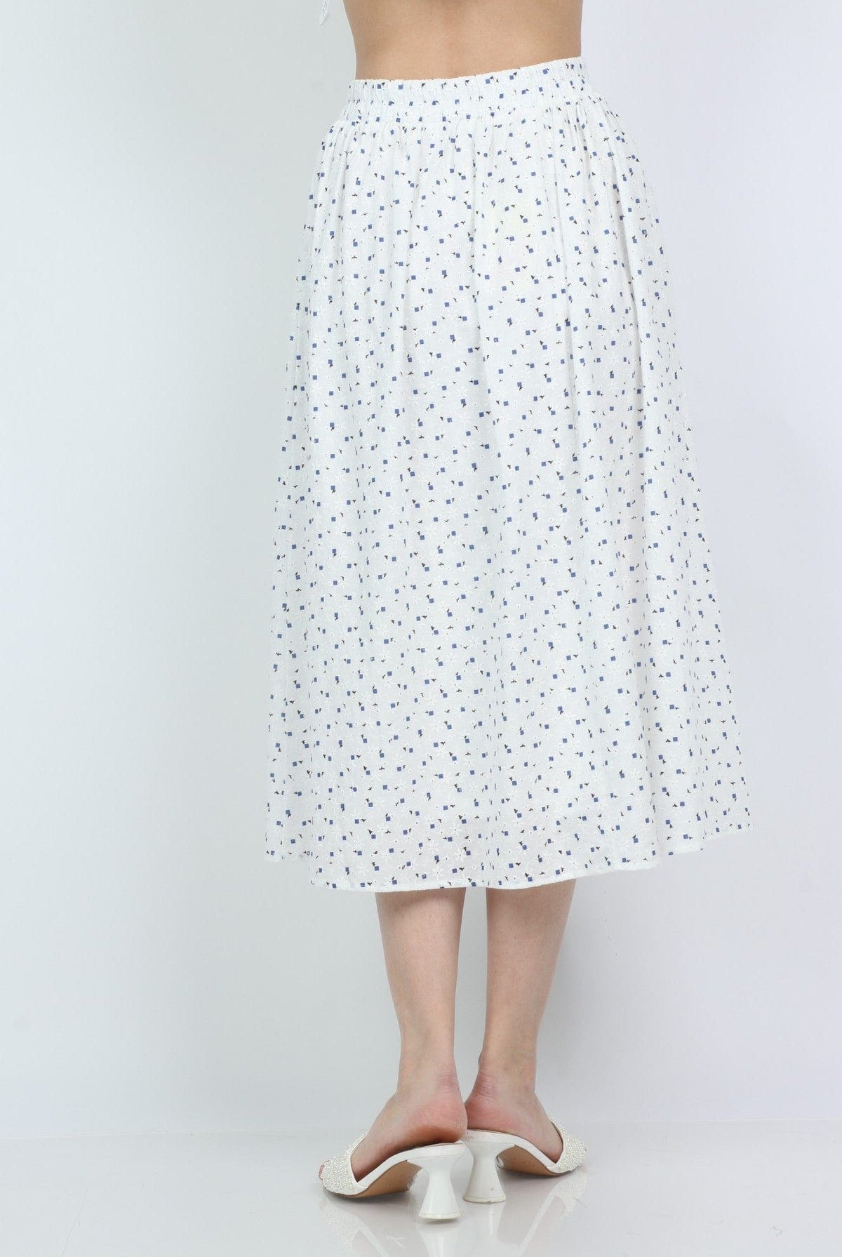 ميكا تنورة ميدي منقوشة ناعمة بكسرات