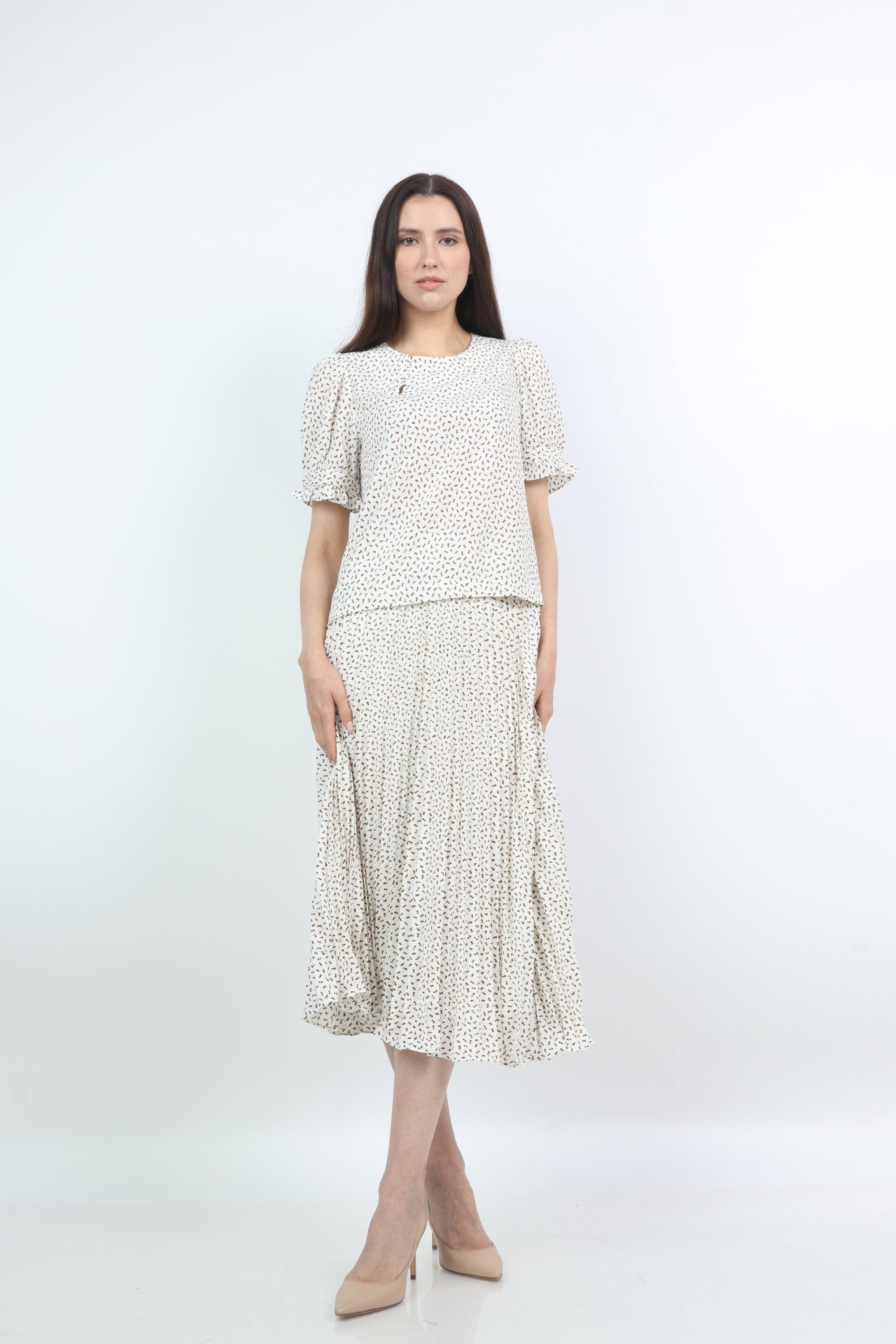 ميكا بلوزة منقطة كم طويل واسع نسائي