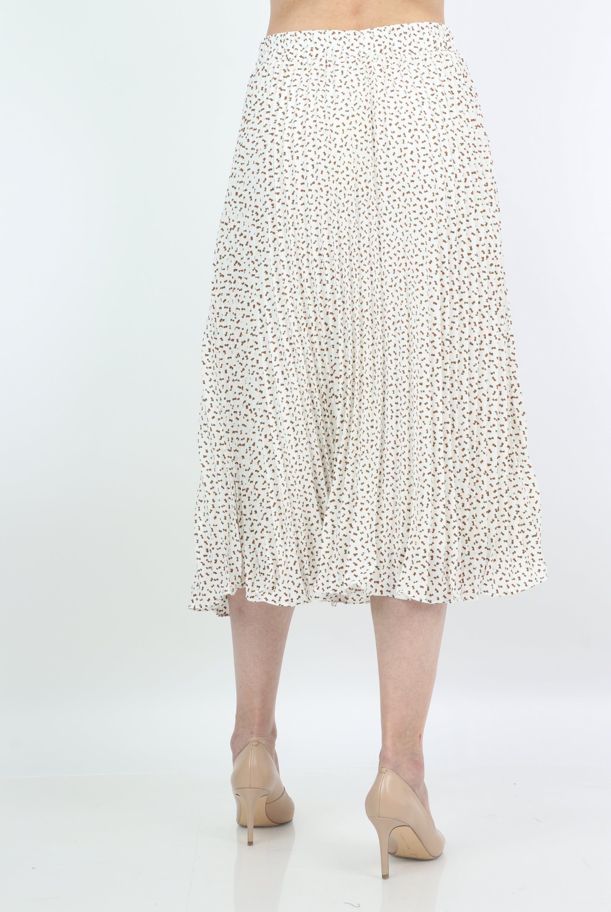 ميكا تنورة ميدي منقوشة بورود صغيرة بكسرات صغيرة