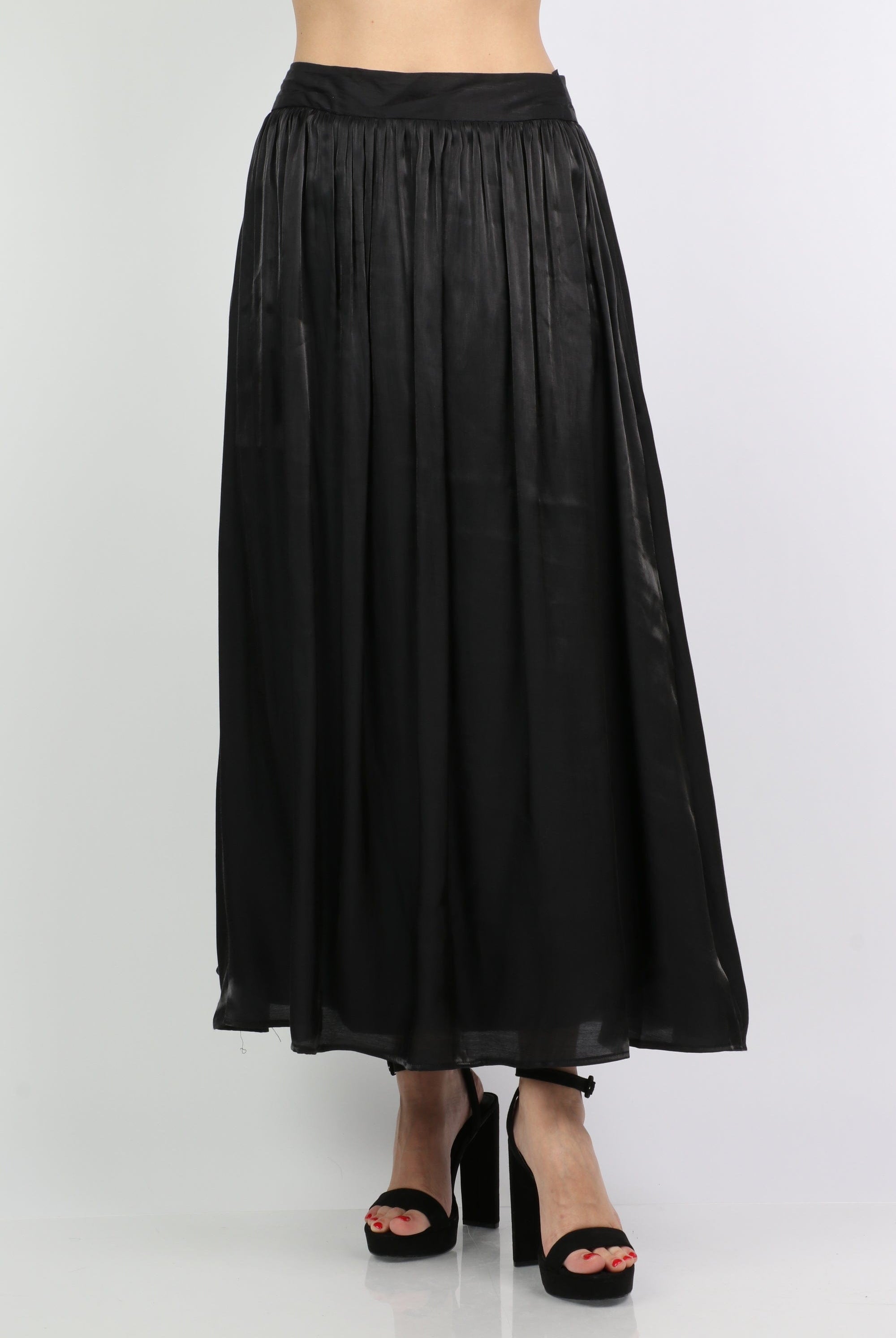 ميكا تنورة كلوش طويلة هاي ويست لامعة نسائية