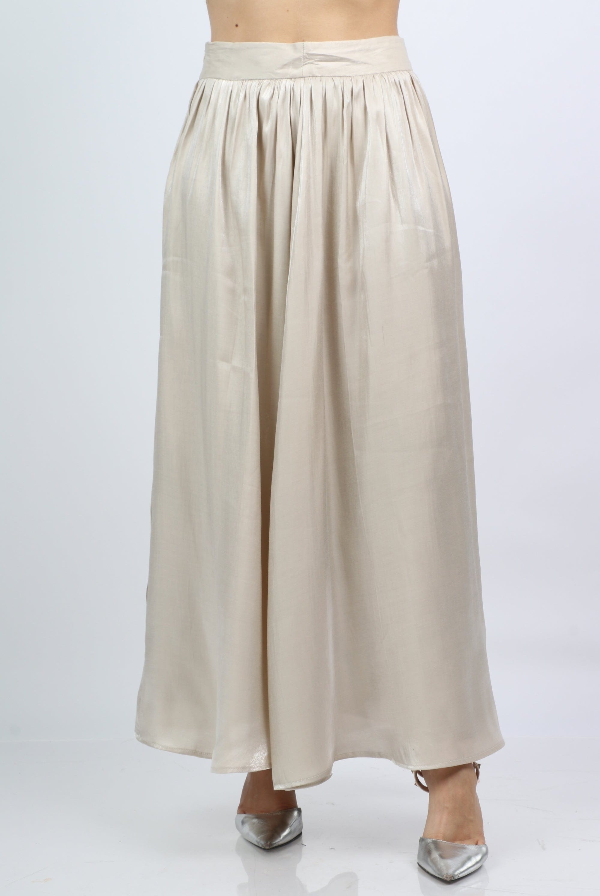 ميكا تنورة كلوش طويلة هاي ويست لامعة نسائية