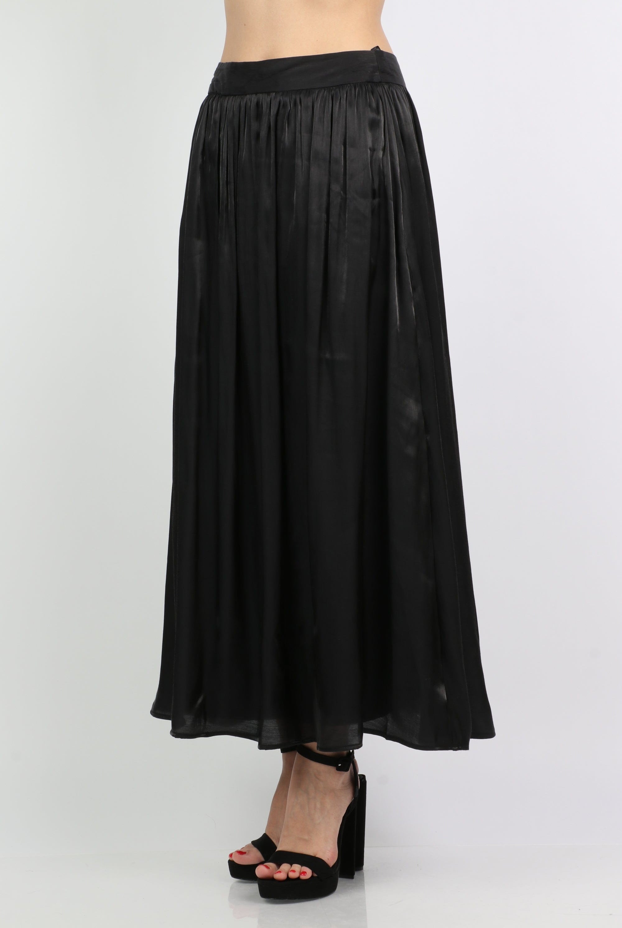 ميكا تنورة كلوش طويلة هاي ويست لامعة نسائية