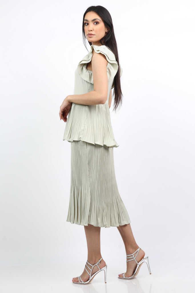 ميكا فستان ميدي طبقتين بدون أكمام تصميم فراشة على الكتف
