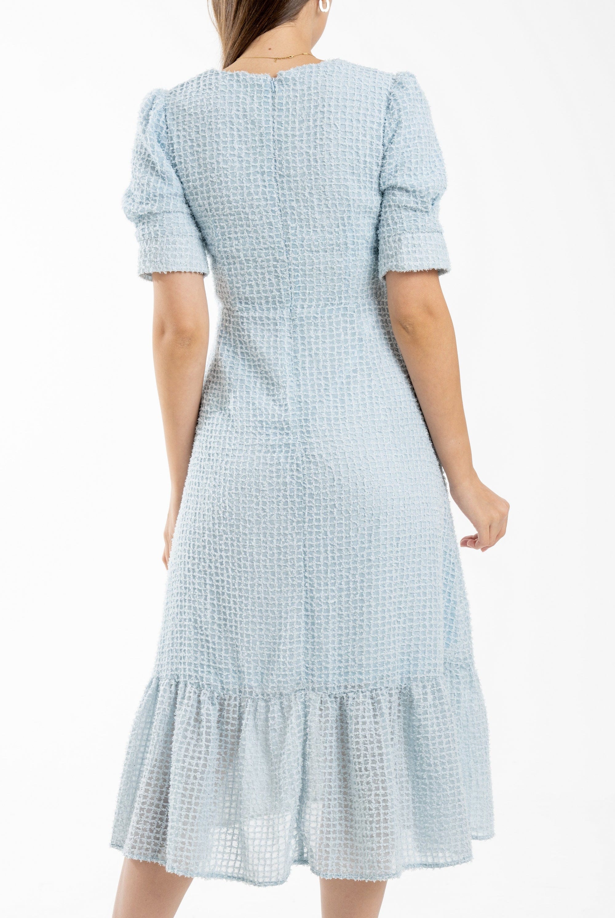 ميكا فستان ميدي مخصر نص كم بف بفتحة سبعة نسائي