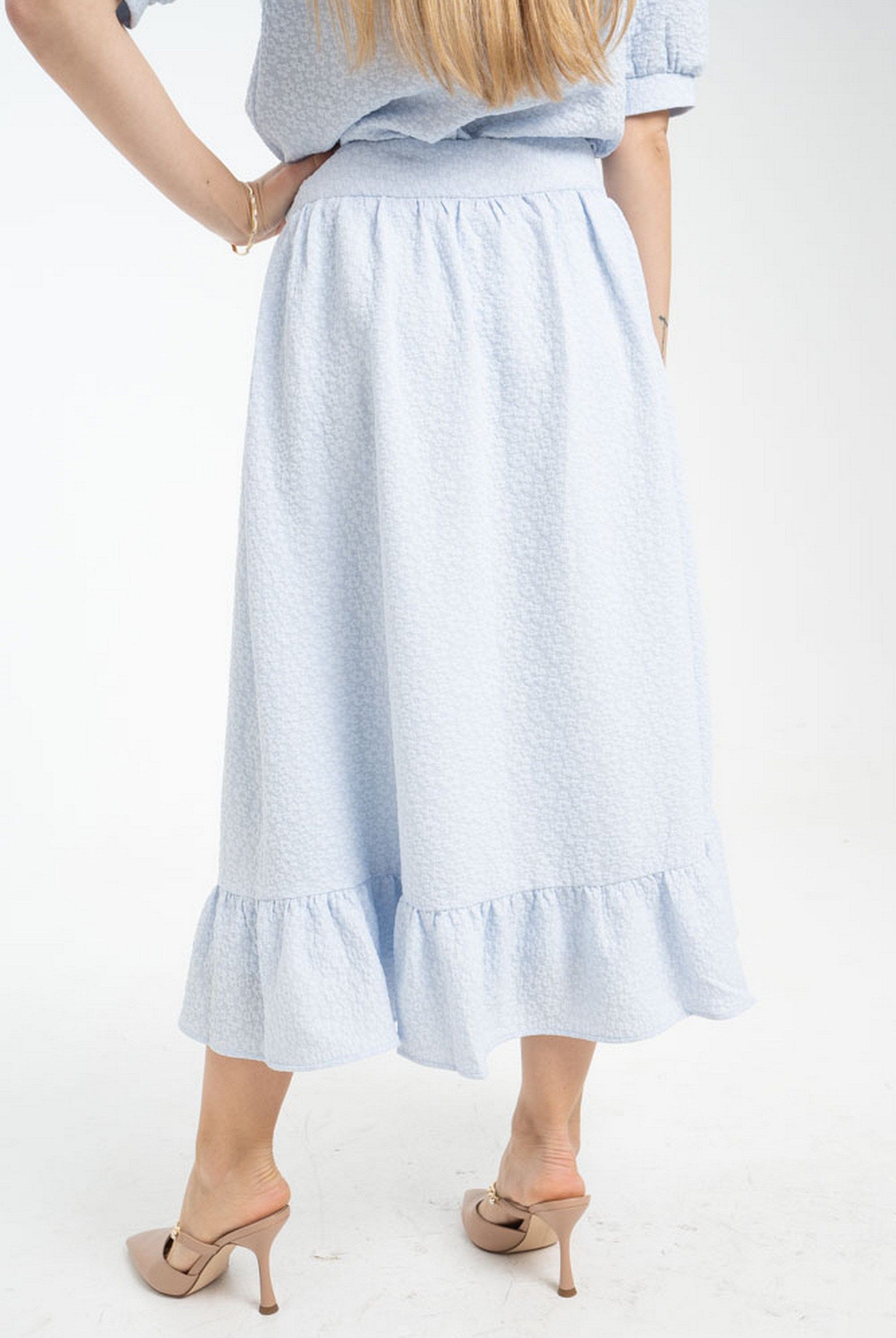 ميكا تنورة ميدي سادة واسعة كلوش من أسفل نسائي