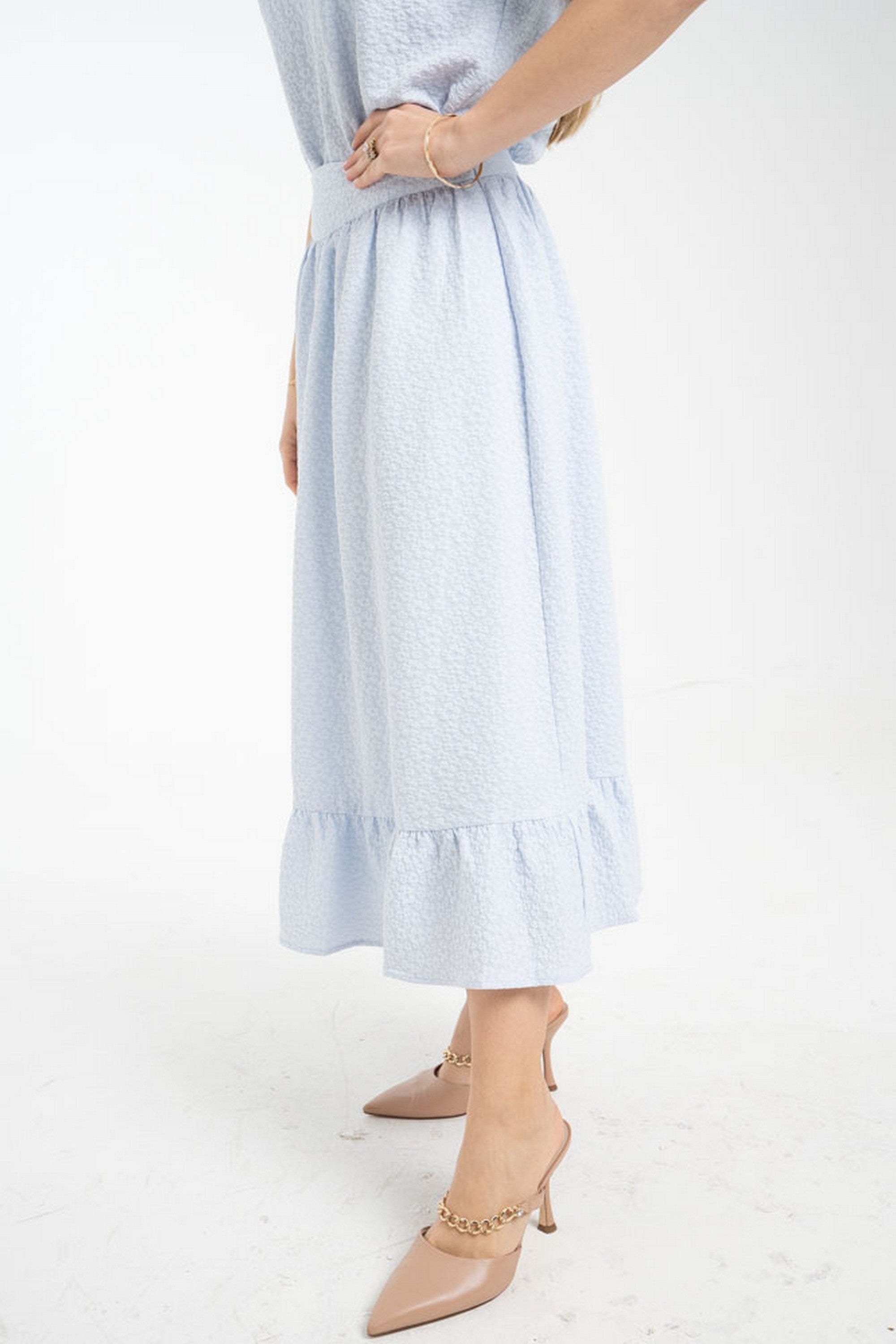 ميكا تنورة ميدي سادة واسعة كلوش من أسفل نسائي