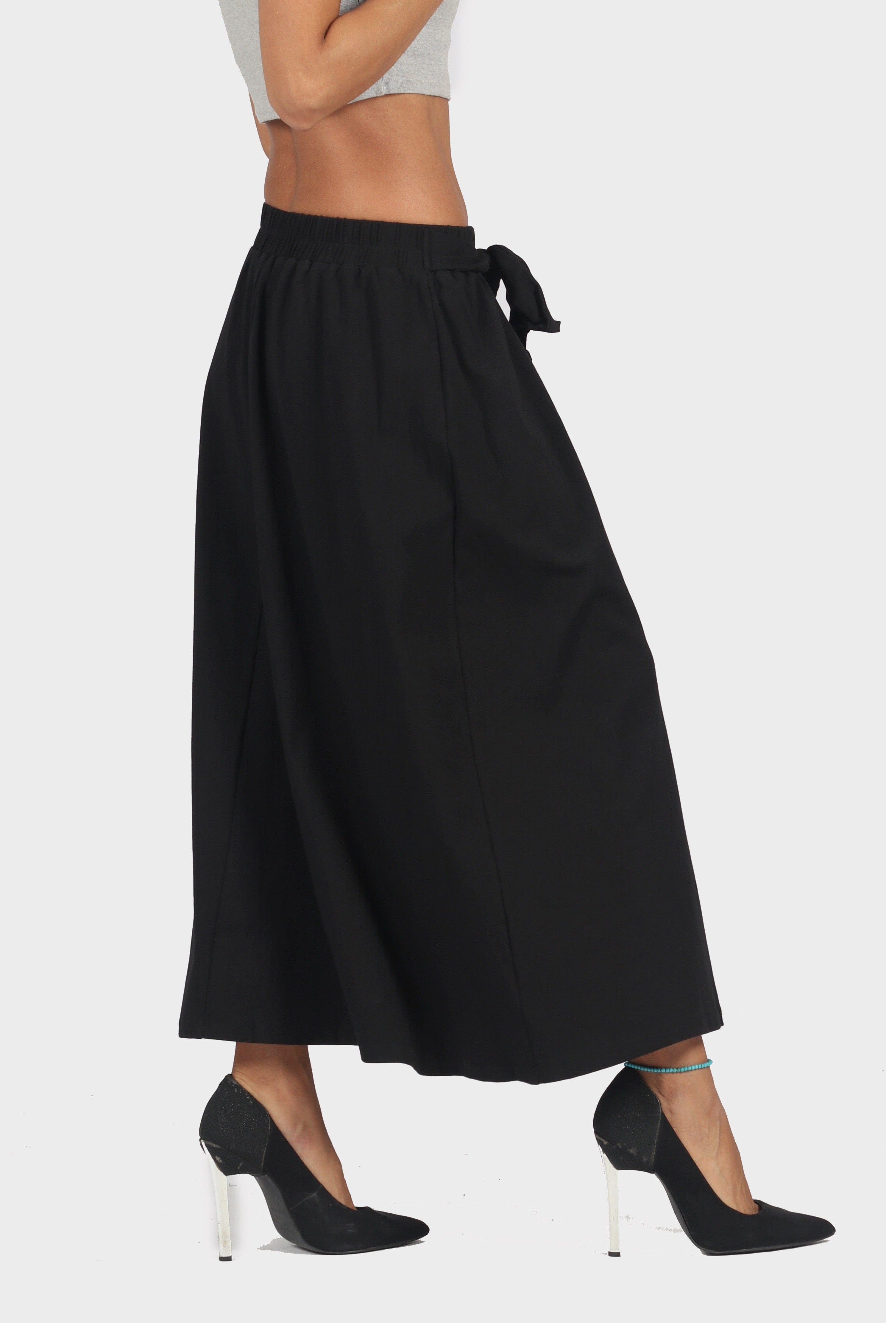 ميكا تنورة ميدي كاجوال سادة بحزام خصر