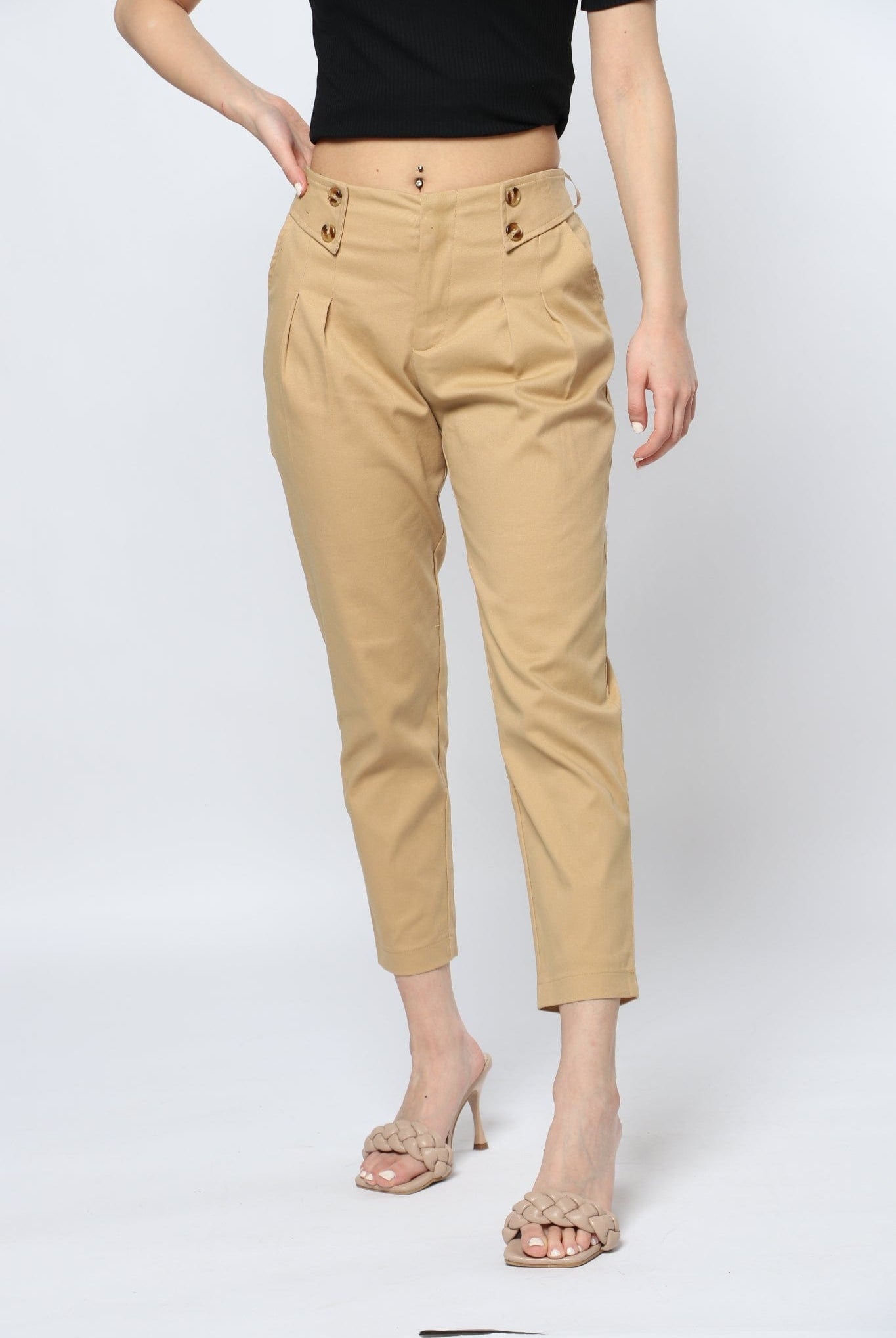 ميكا بنطلون رسمي خصر مرتفع طويل نسائي