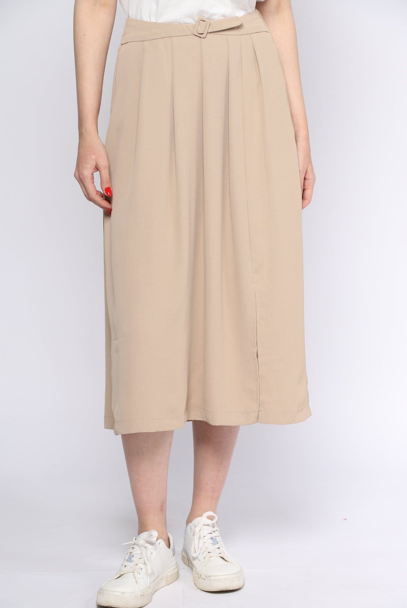 ميكا تنورة ميدي بخصر مرتفع سادة