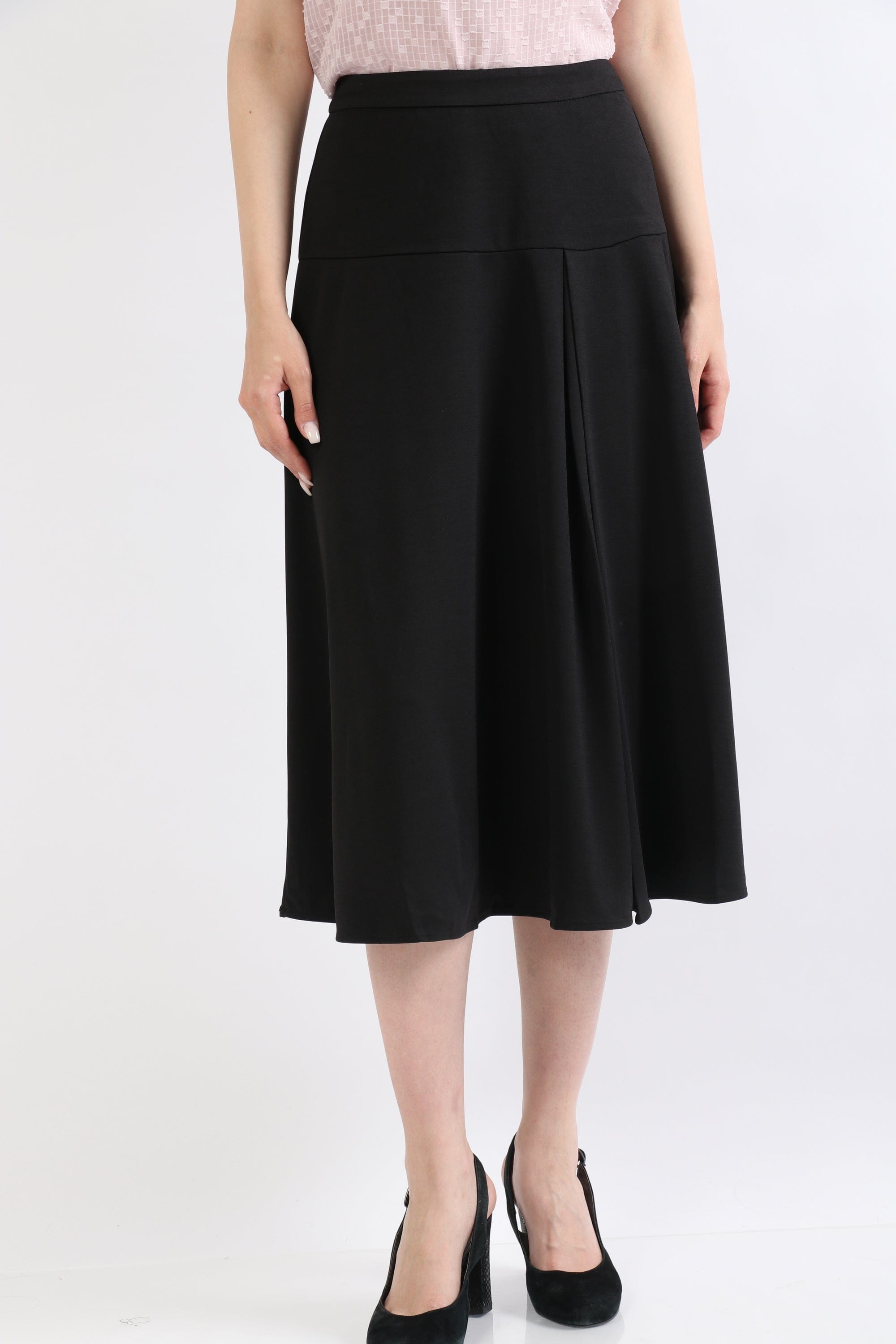 ميكا تنورة ميدي سادة بخصر مرتفع