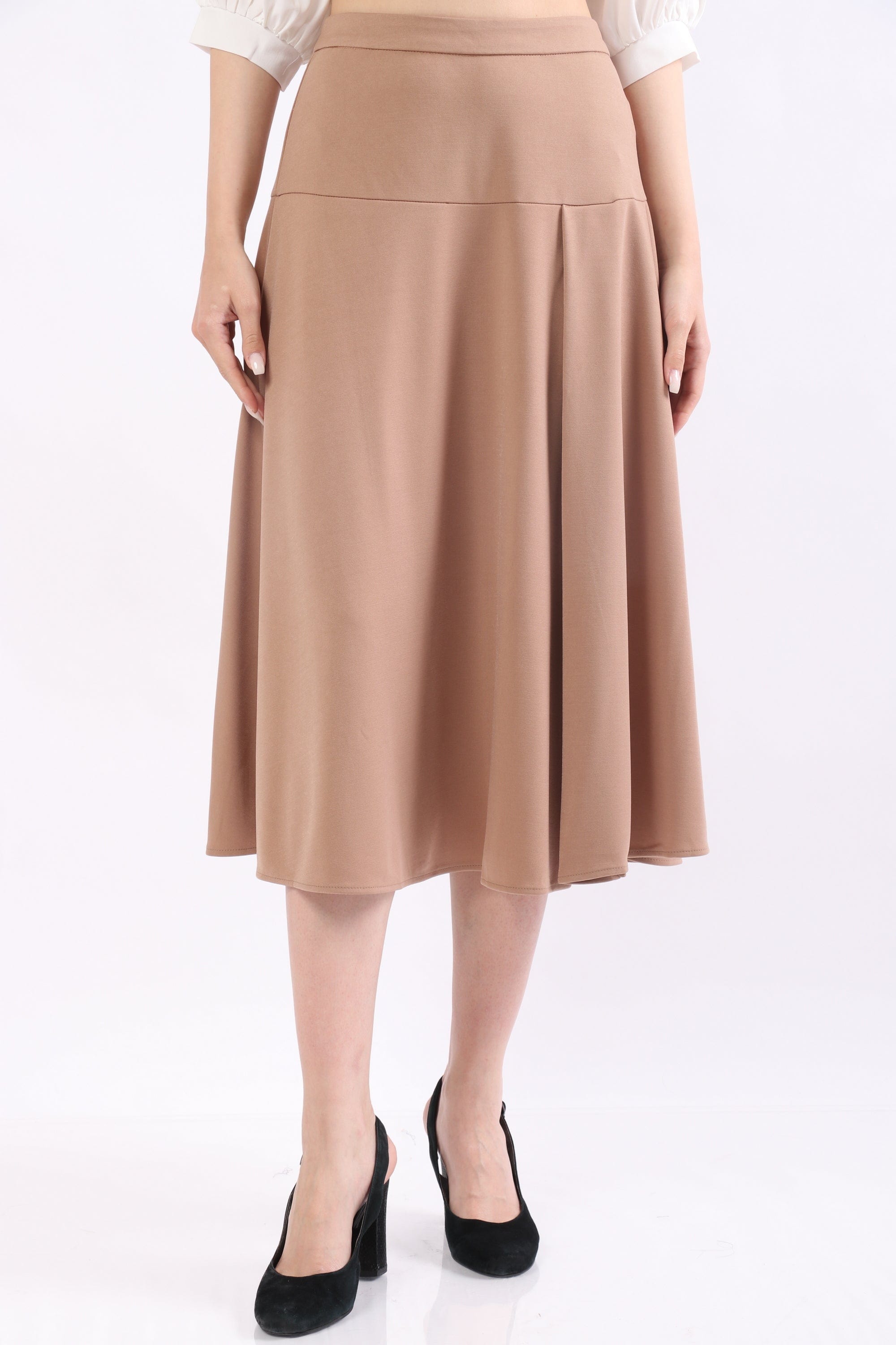 ميكا تنورة ميدي سادة بخصر مرتفع