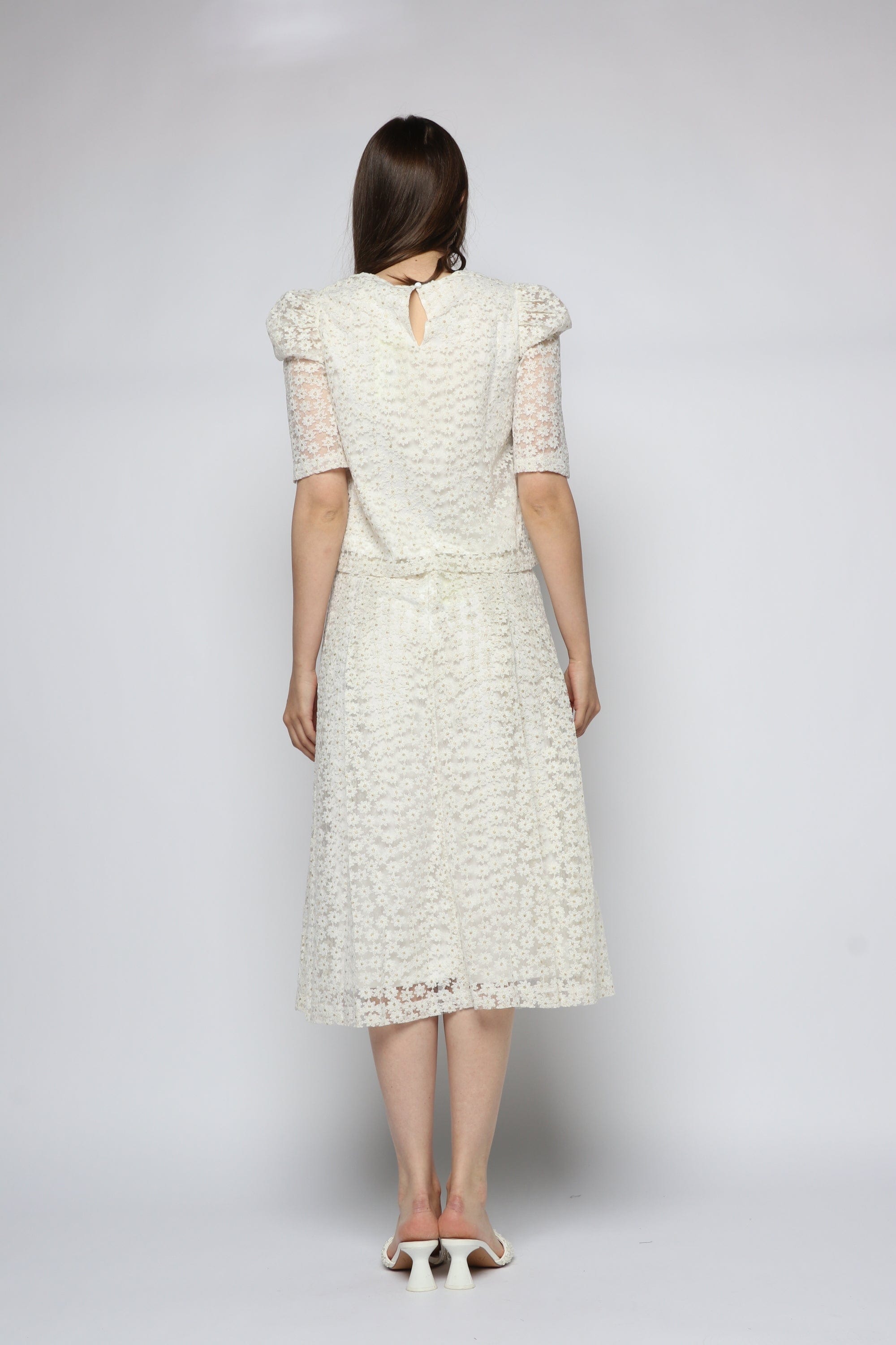 ميكا تنورة ميدي بنمط مشجر شفاف