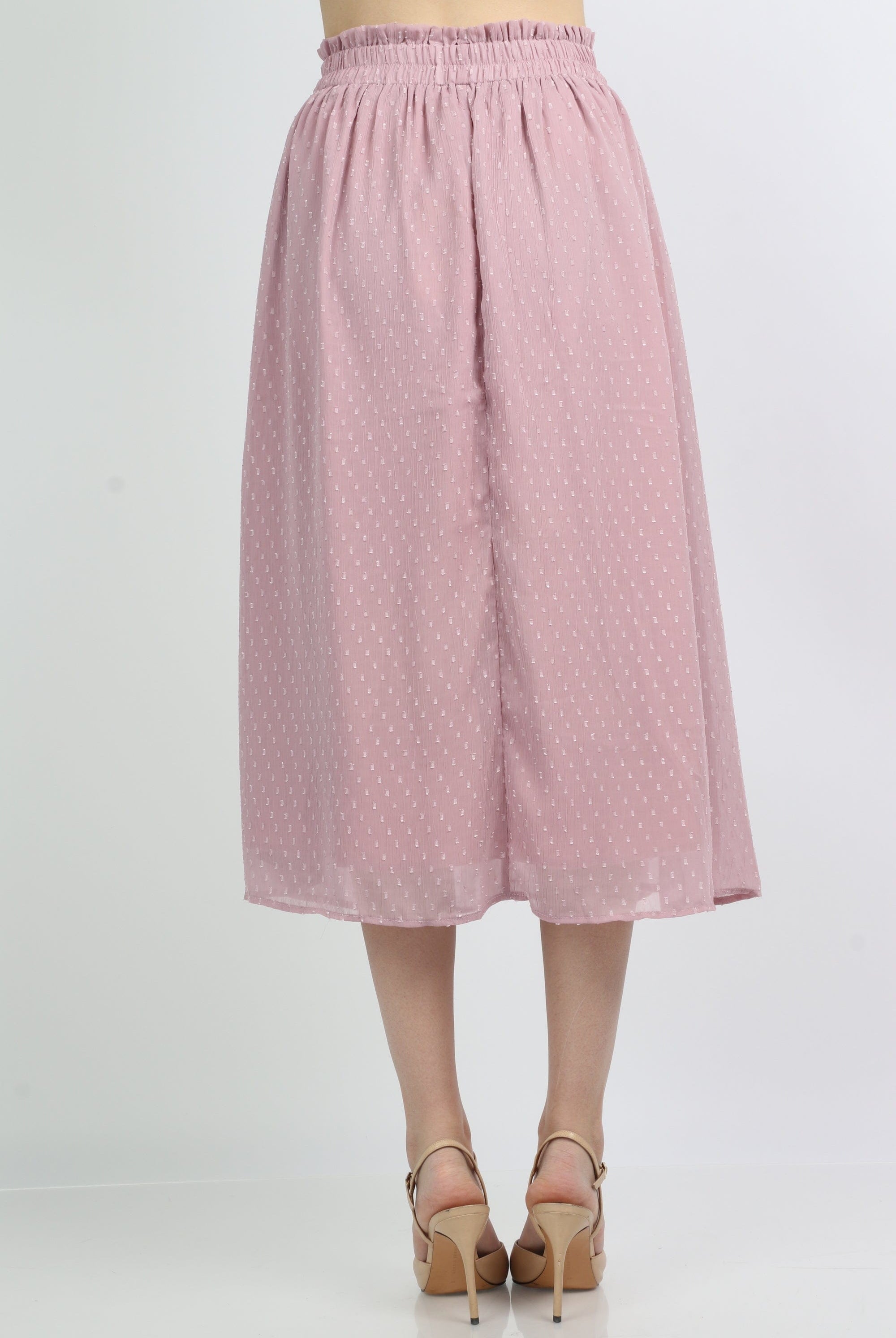 ميكا تنورة ميدي منفوشة منقصة بنقش بمطرز بارز