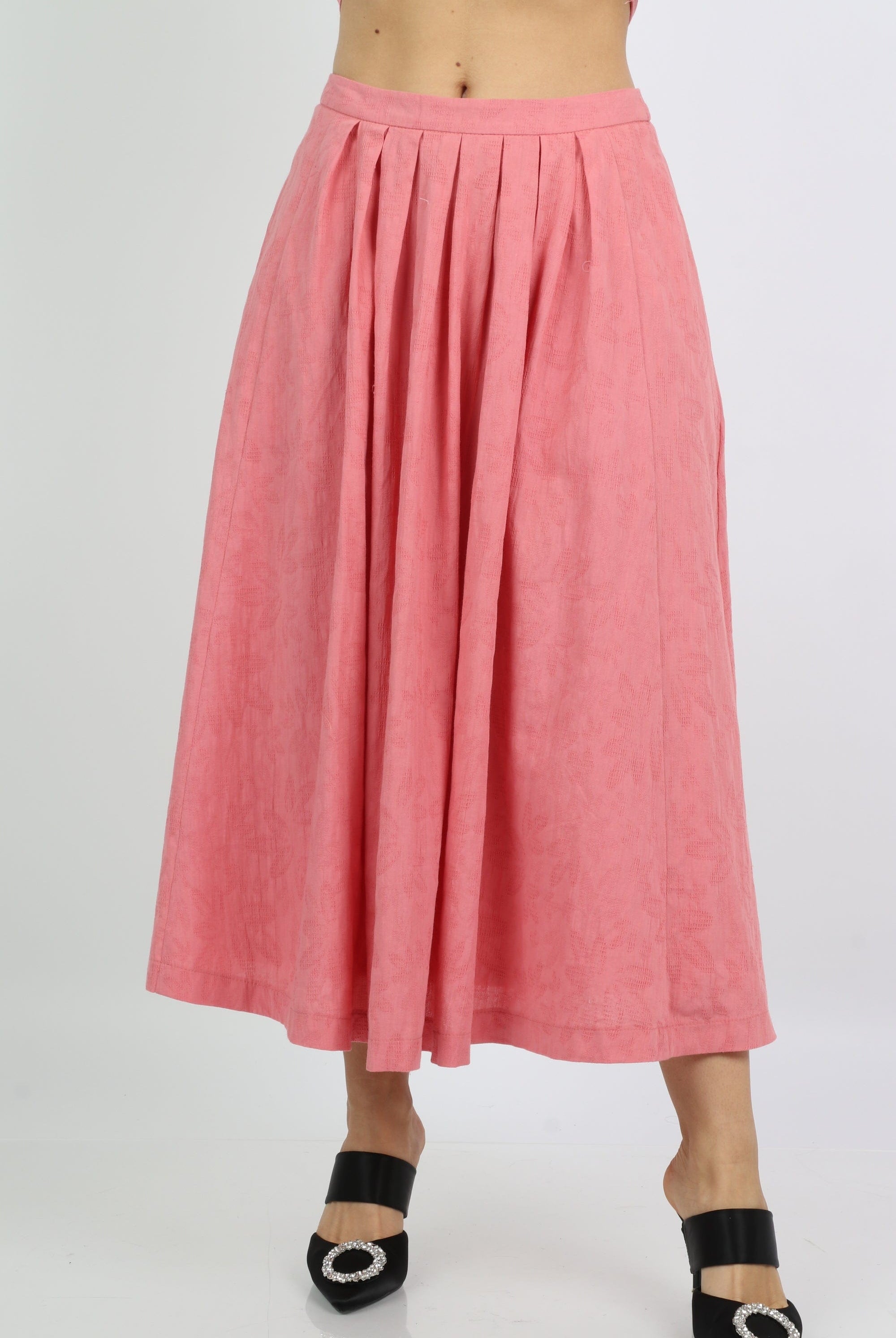 ميكا تنورة ميدي سادة تنورة بكسرات ضيقة ناعمة