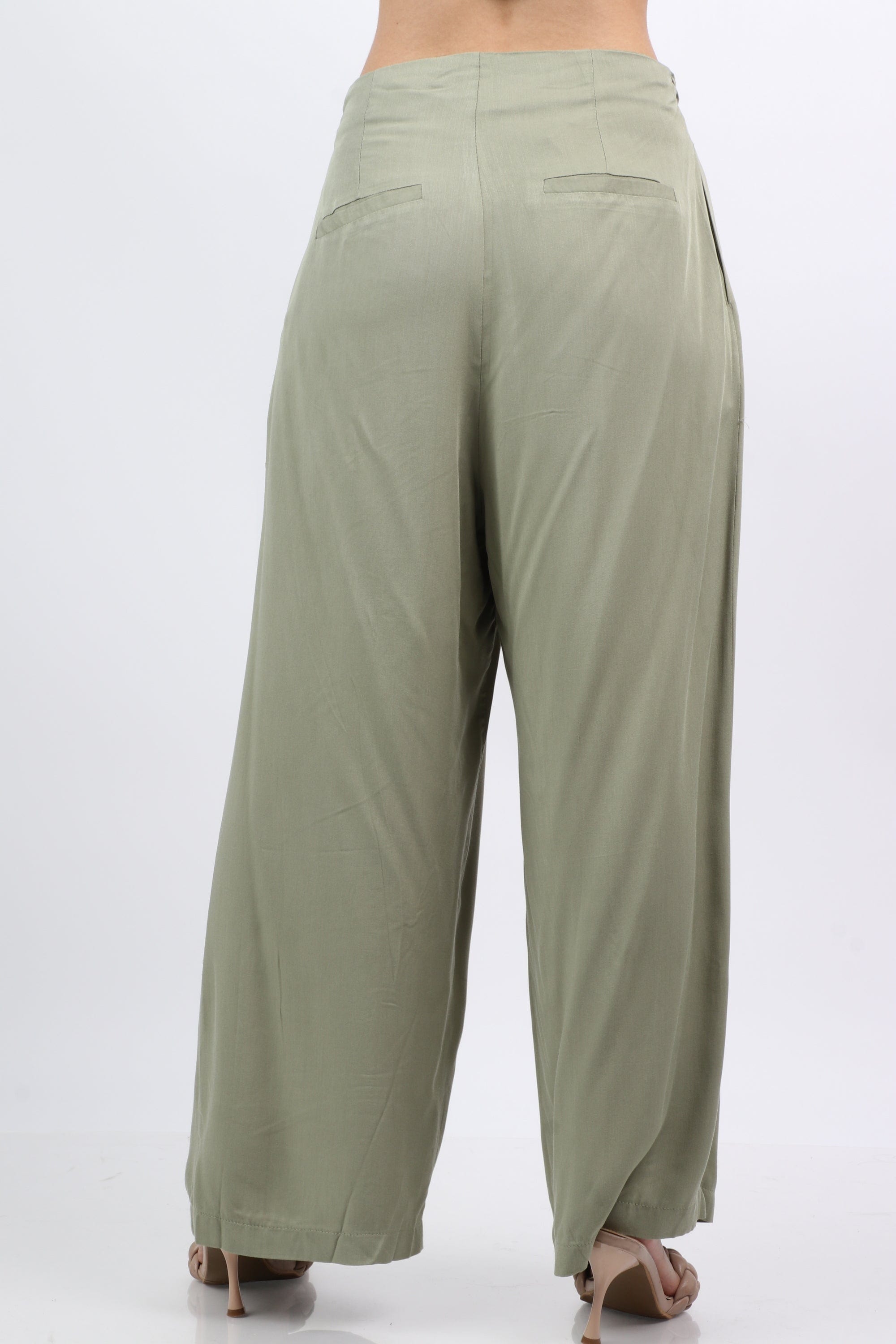 ميكا بنطلون كلوش من أعلى هاي ويست بسحاب واسع طويل نسائي