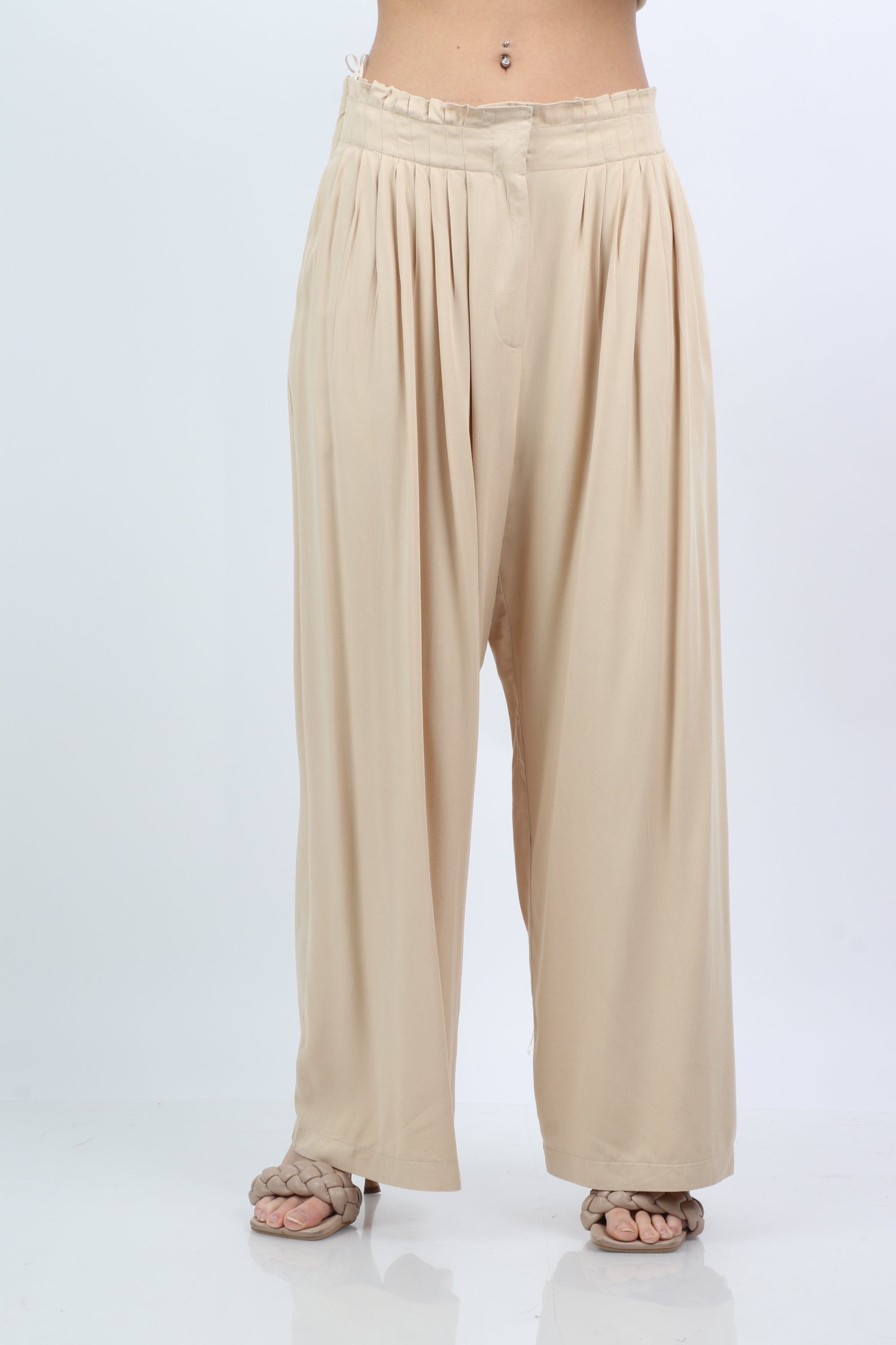 ميكا بنطلون كلوش من أعلى هاي ويست بسحاب واسع طويل نسائي