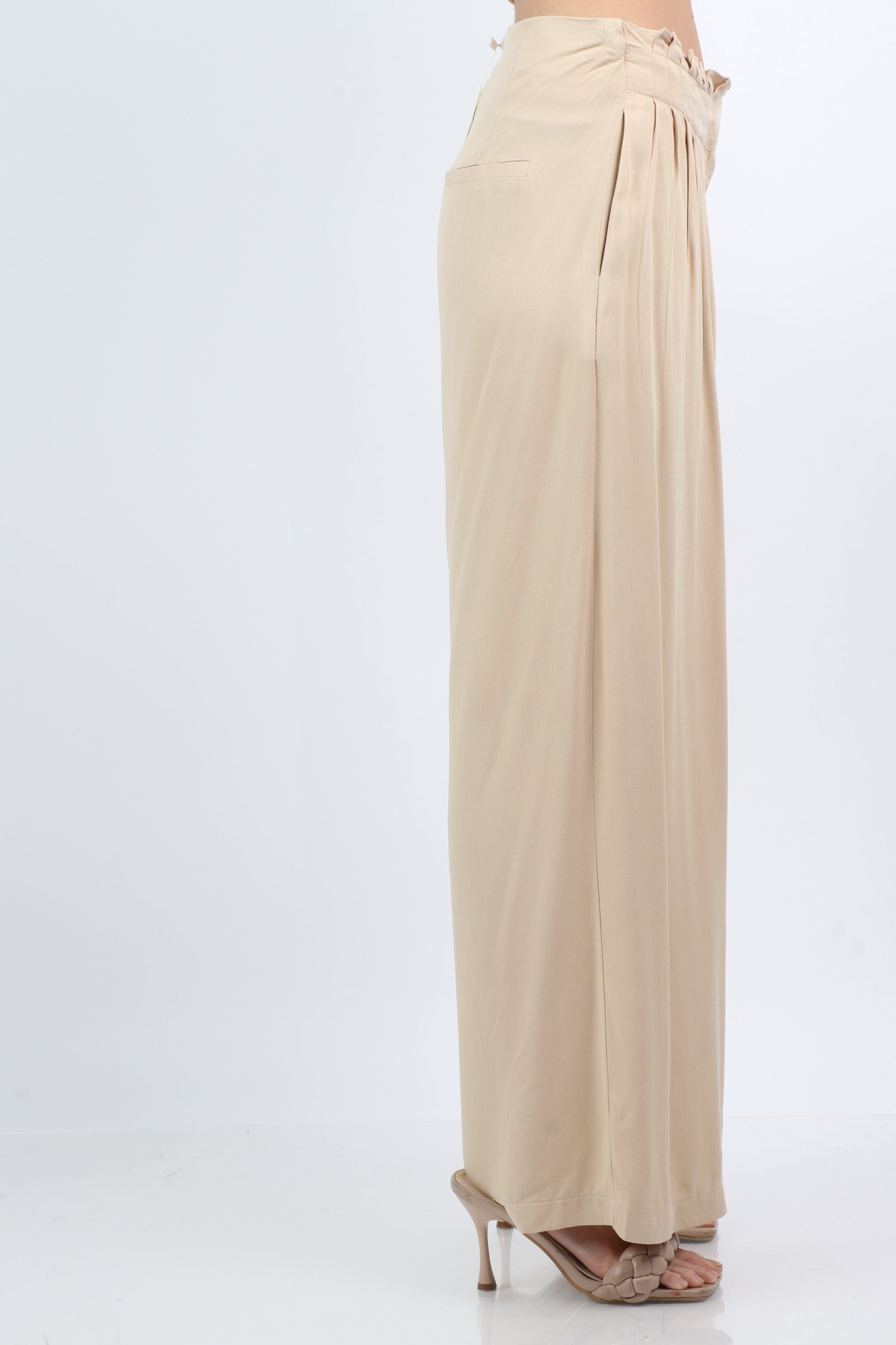 ميكا بنطلون كلوش من أعلى هاي ويست بسحاب واسع طويل نسائي