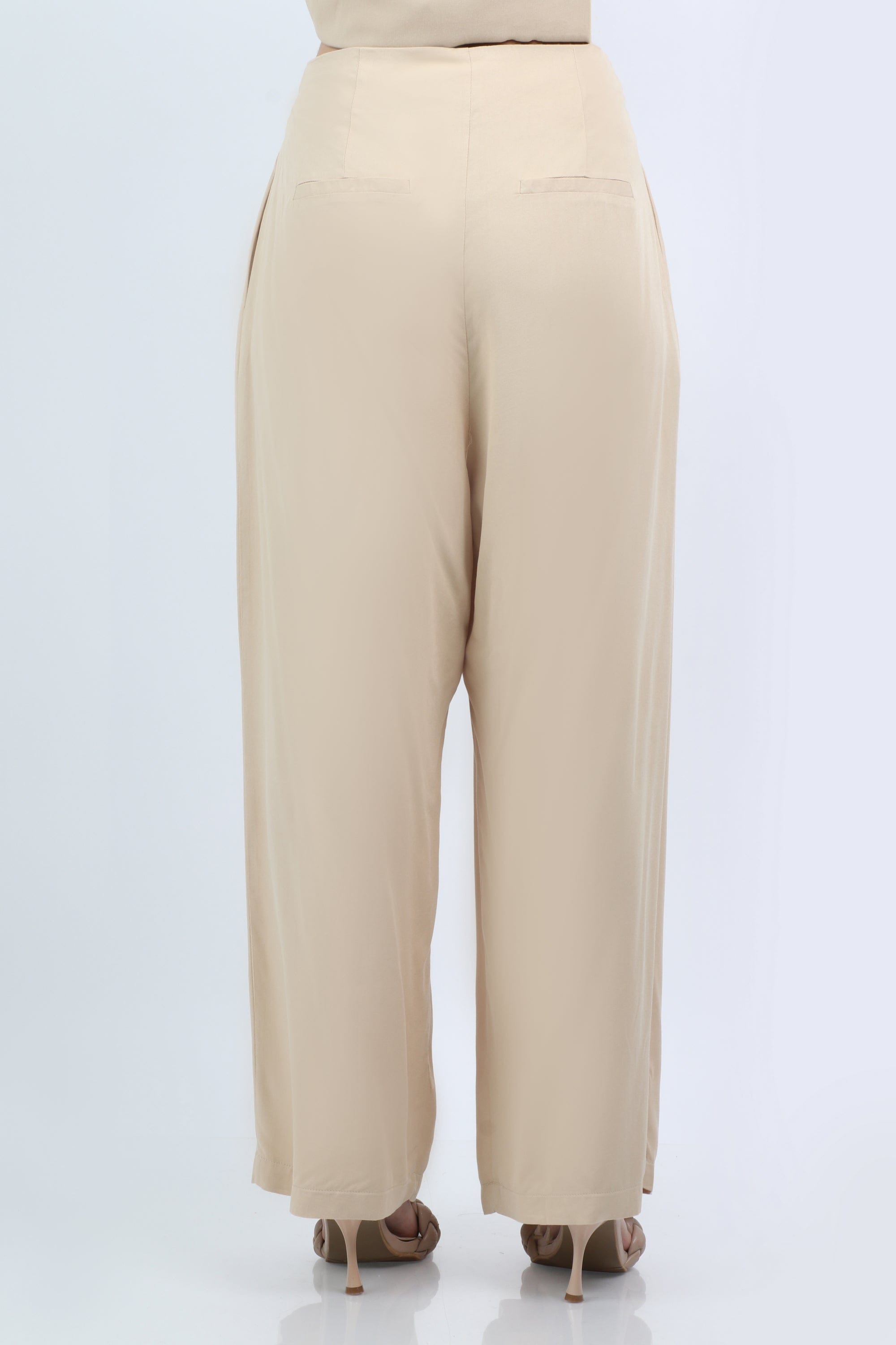 ميكا بنطلون كلوش من أعلى هاي ويست بسحاب واسع طويل نسائي