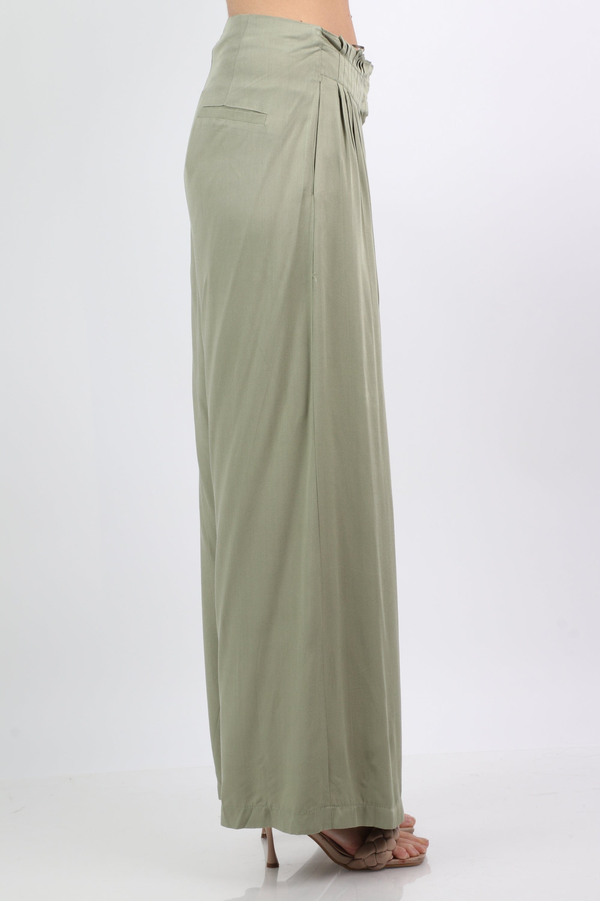 ميكا بنطلون كلوش من أعلى هاي ويست بسحاب واسع طويل نسائي