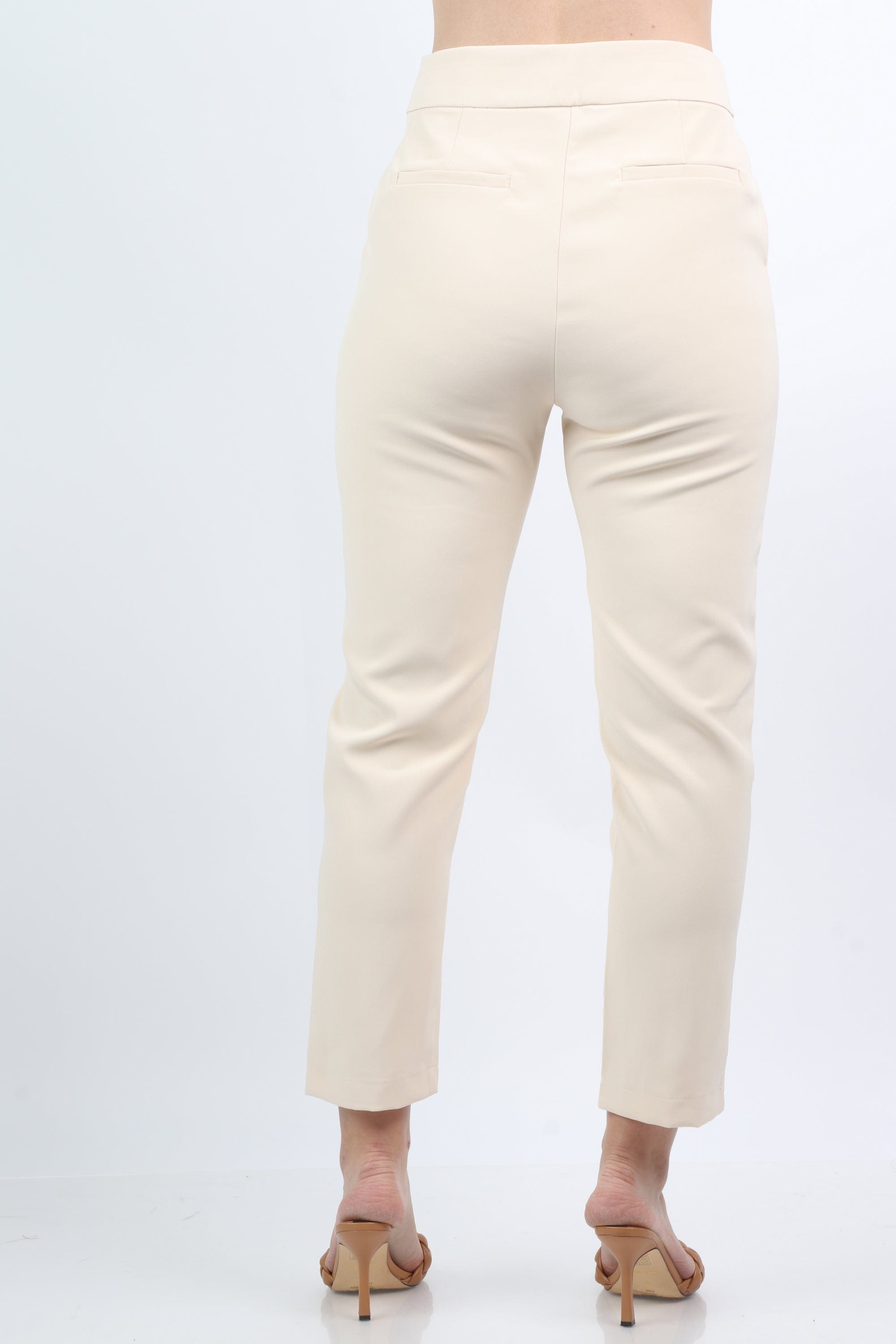 ميكا بنطلون كلاسيك سكيني هاي ويست بأزرار على الخصر وخطوط طويل نسائي