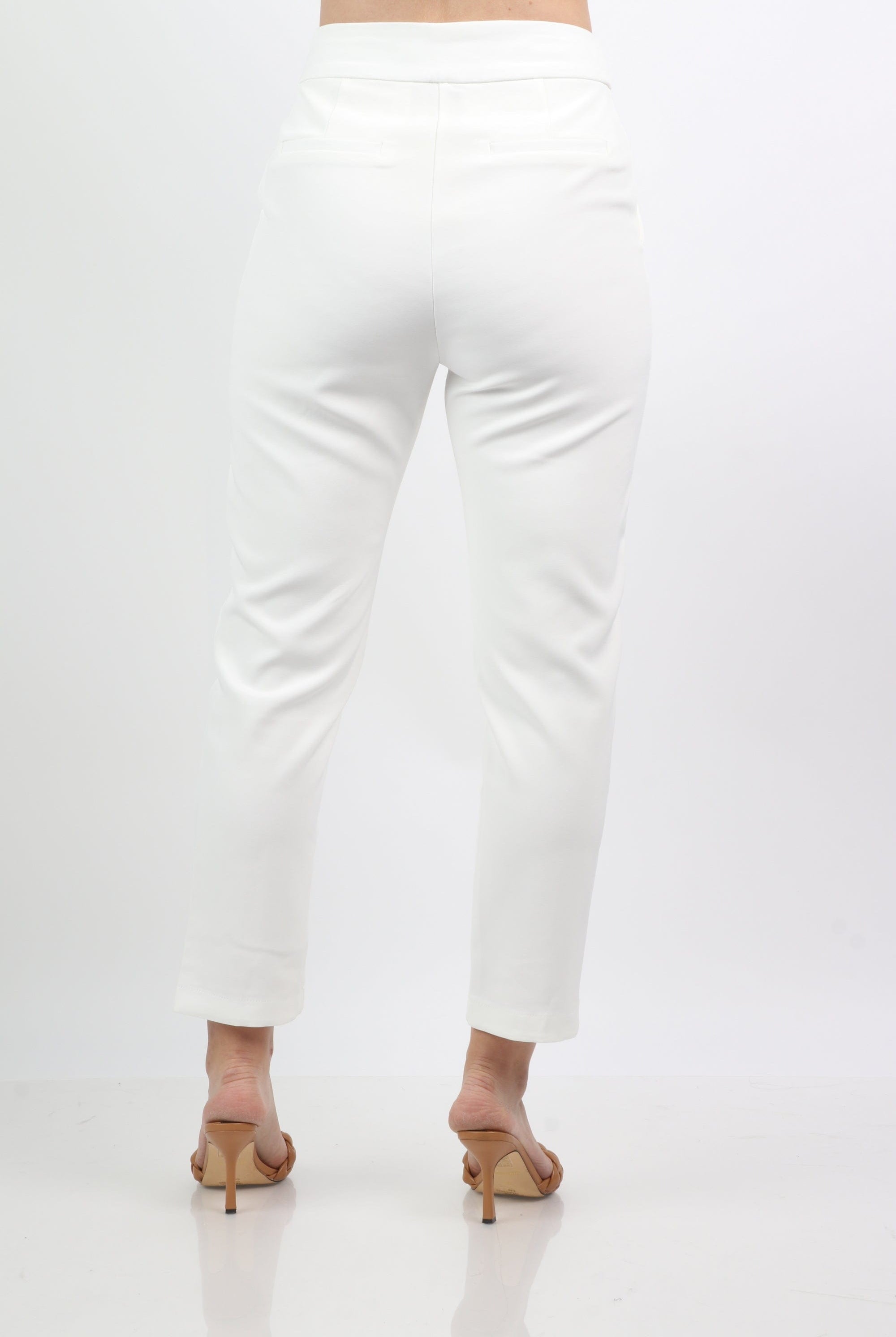 ميكا بنطلون كلاسيك سكيني هاي ويست بأزرار على الخصر وخطوط طويل نسائي