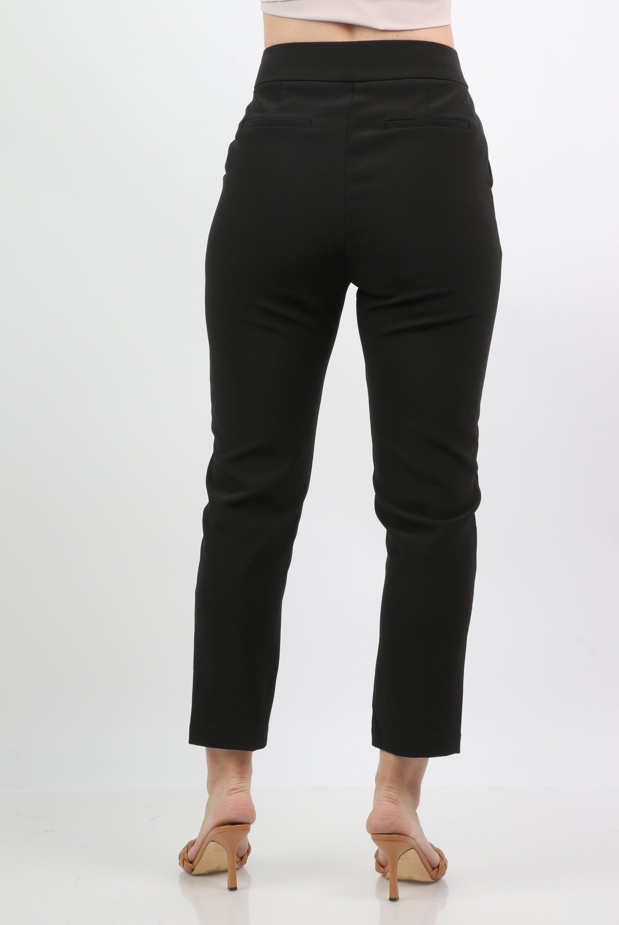 ميكا بنطلون كلاسيك سكيني هاي ويست بأزرار على الخصر وخطوط طويل نسائي