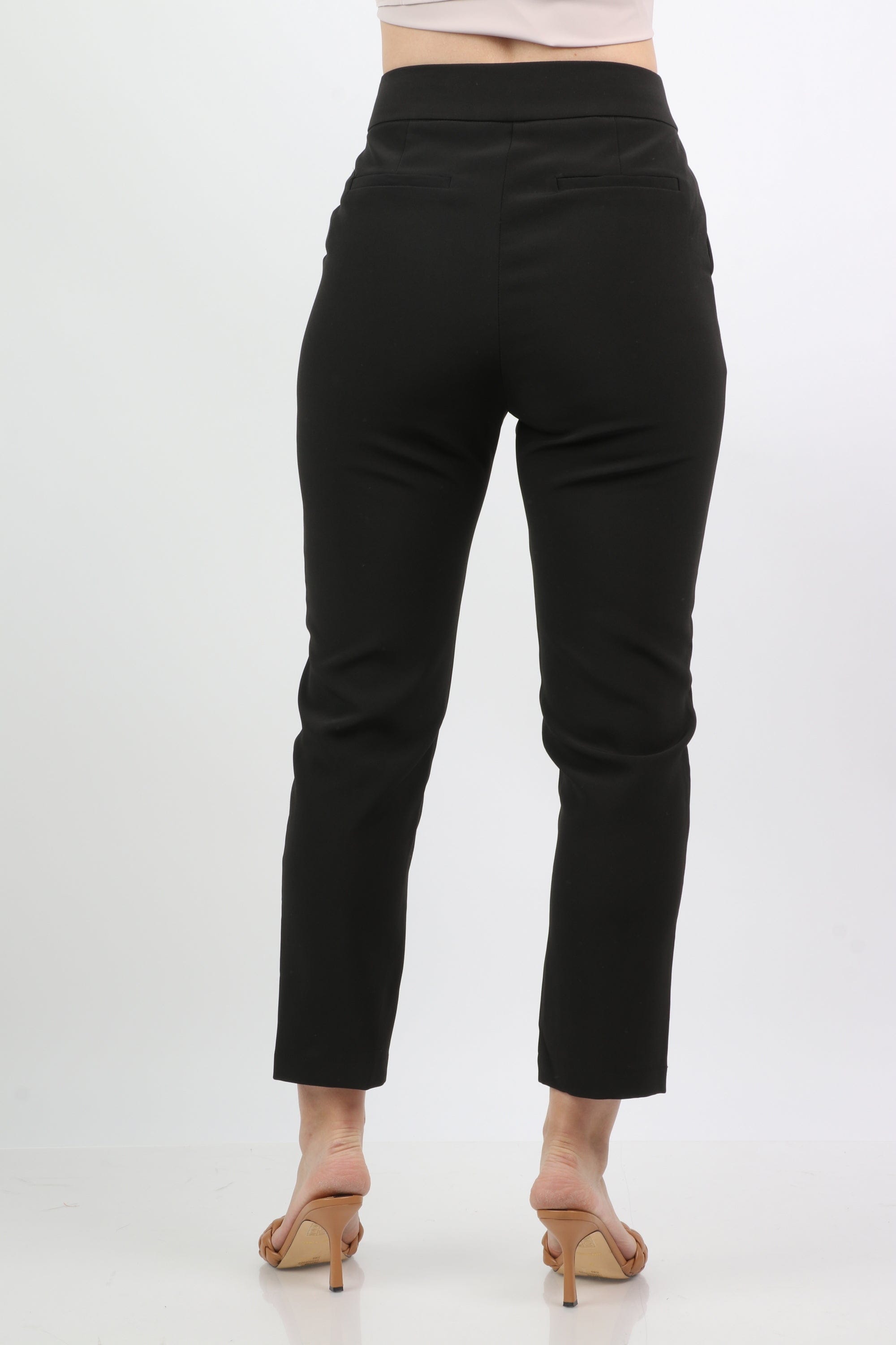 ميكا بنطلون كلاسيك سكيني هاي ويست بأزرار على الخصر وخطوط طويل نسائي