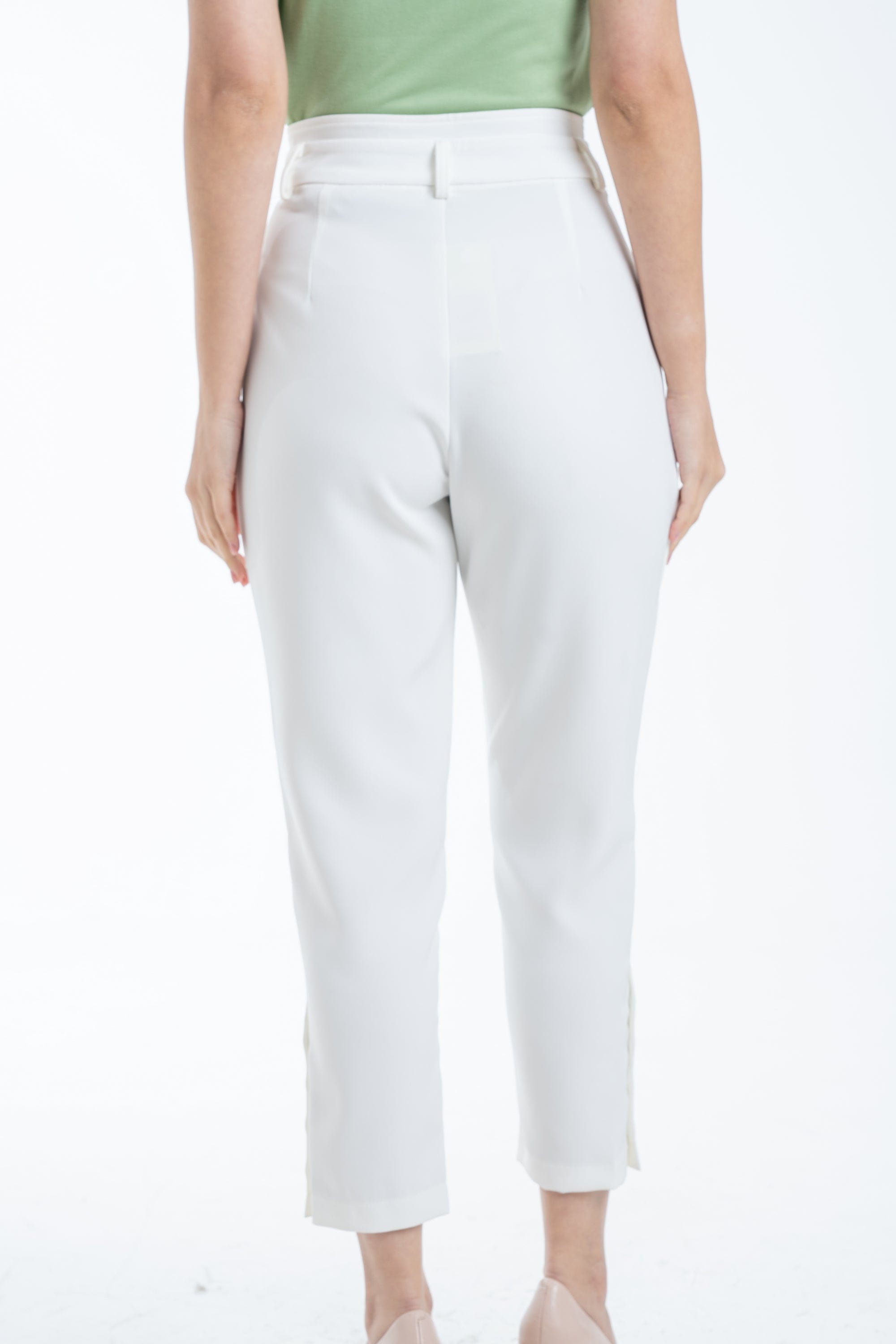 ميكا بنطلون طويل سادة مخصر كلاسيك نسائي