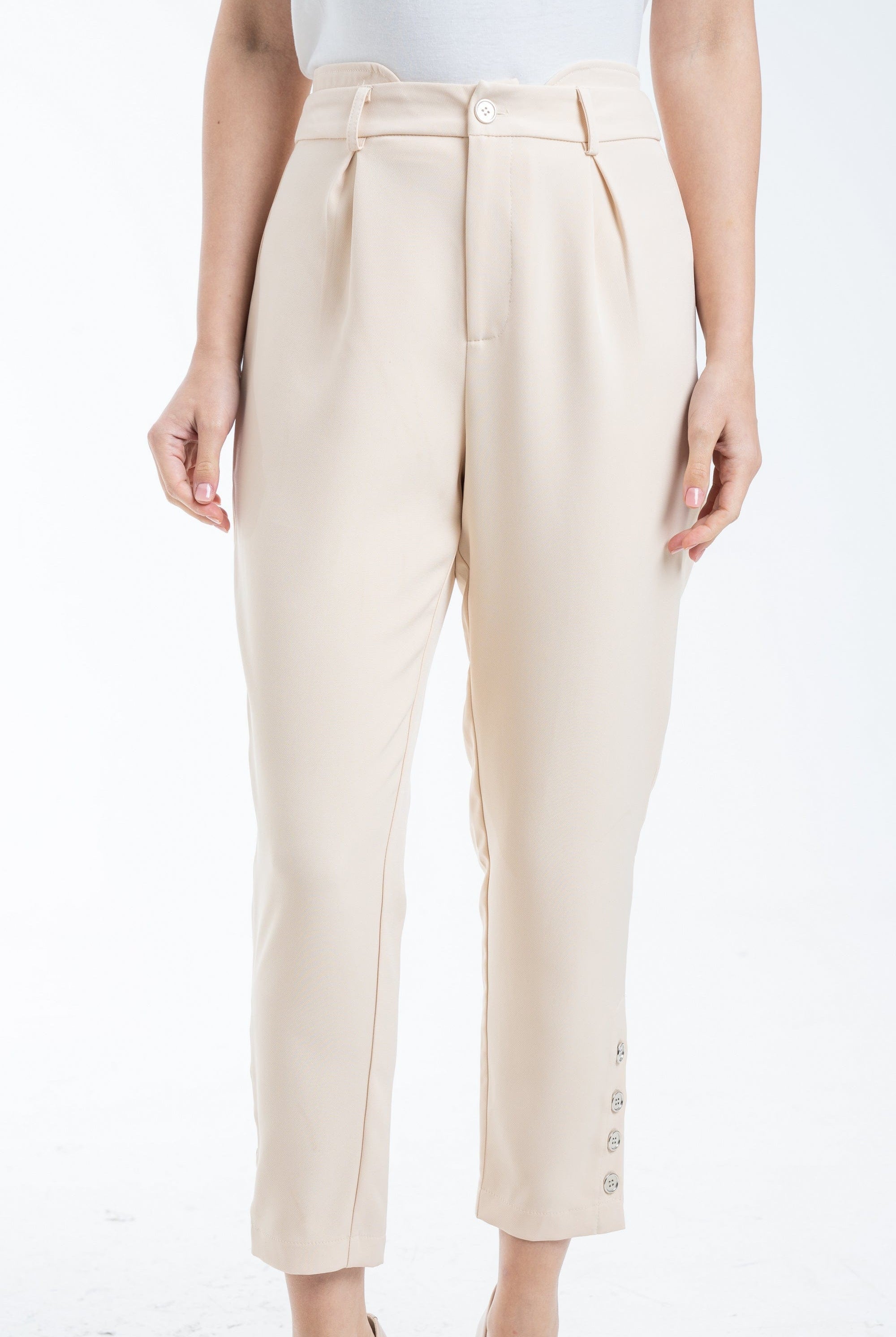 ميكا بنطلون طويل سادة مخصر كلاسيك نسائي