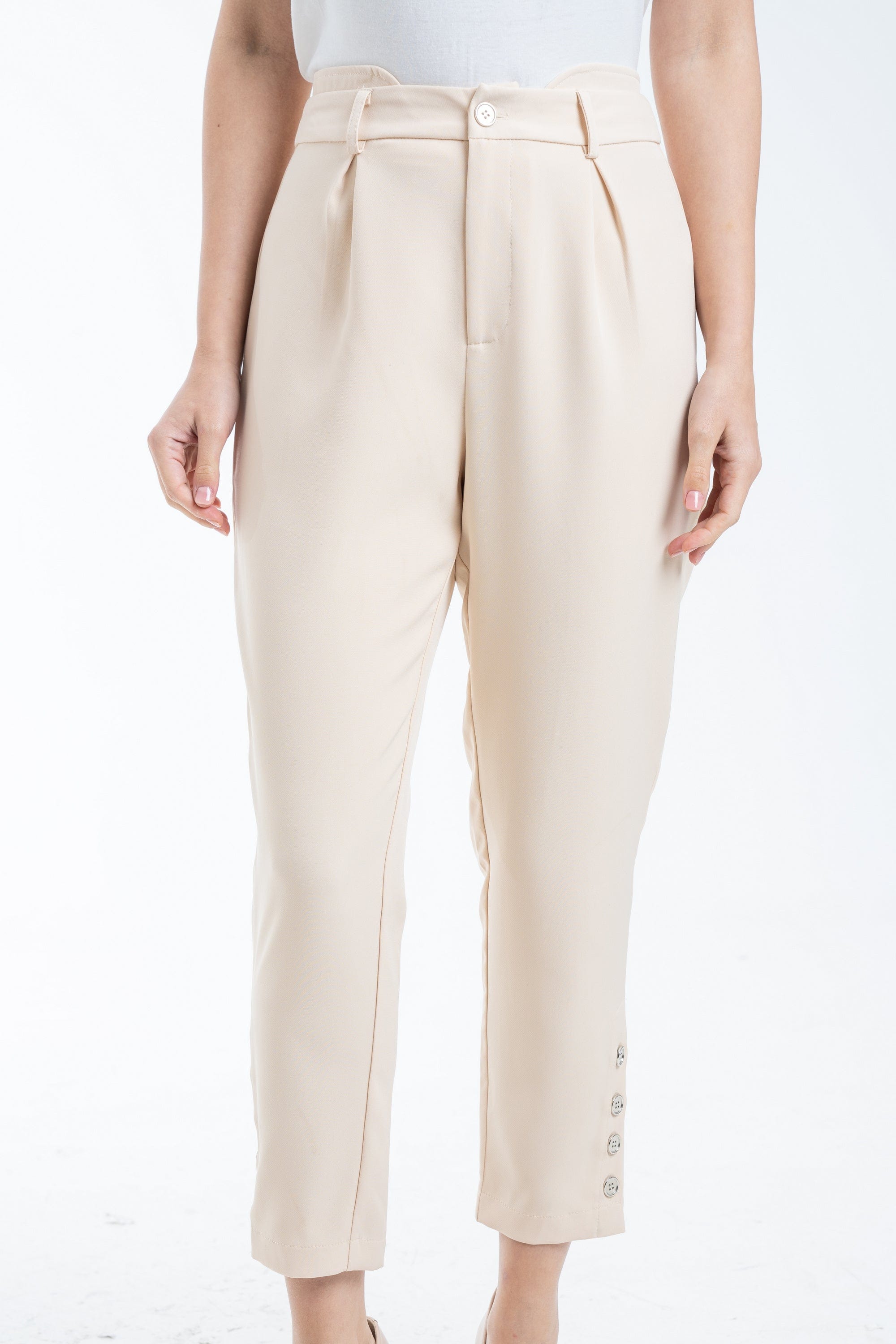 ميكا بنطلون طويل سادة مخصر كلاسيك نسائي