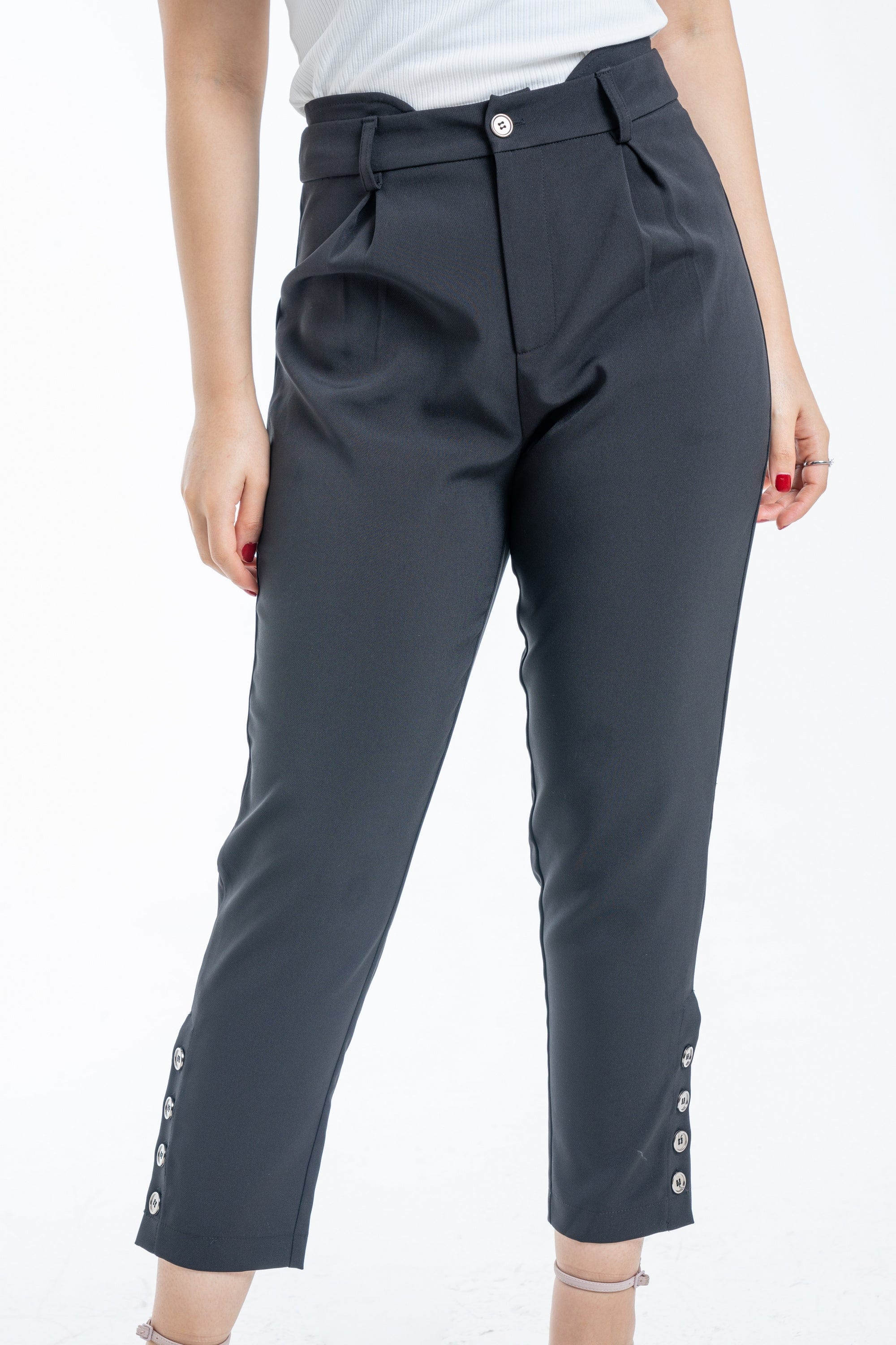 ميكا بنطلون طويل سادة مخصر كلاسيك نسائي